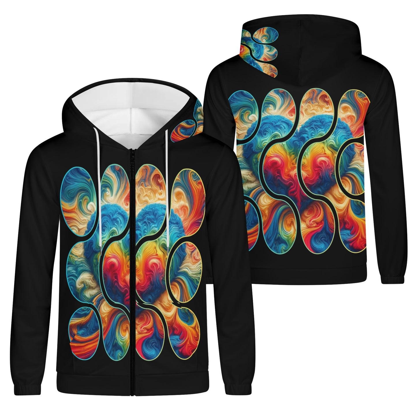 Mens Lightweight All Over Print Zip Hoodie "Love"