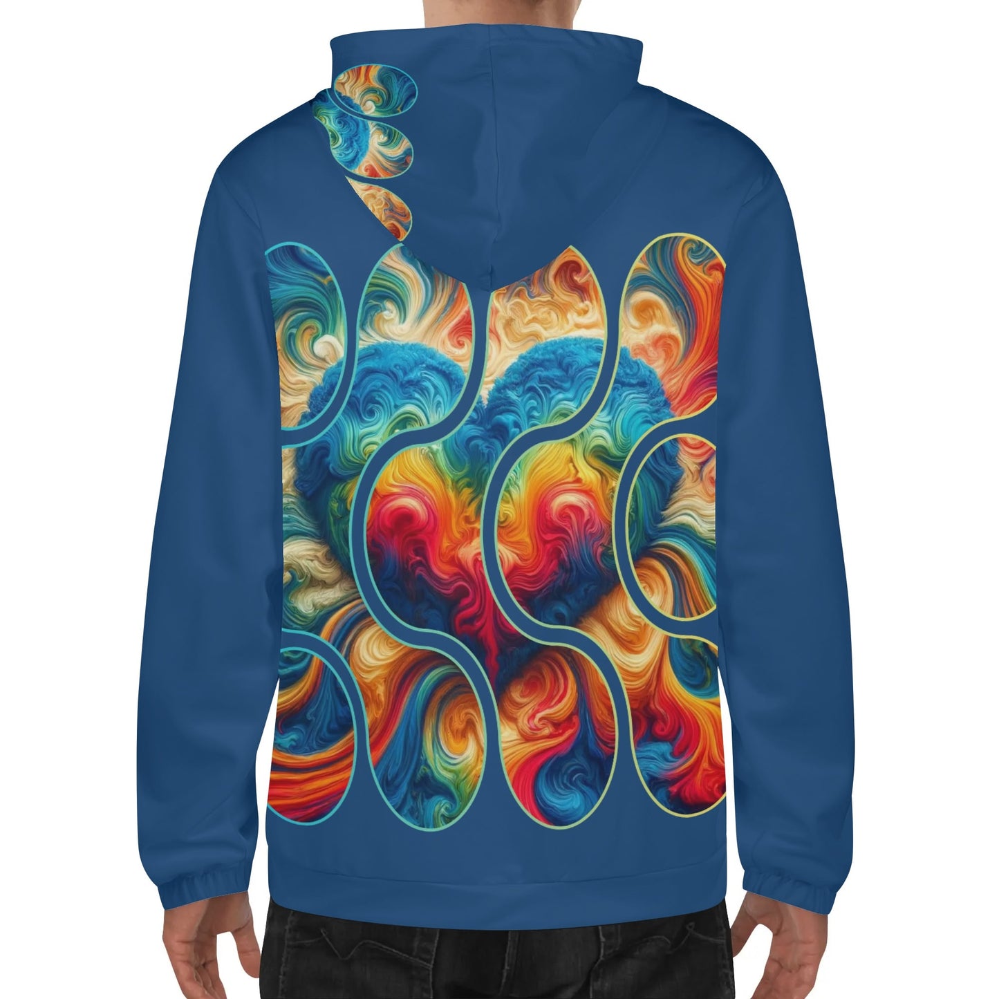 Mens Lightweight All Over Print Zip Hoodie "Love"