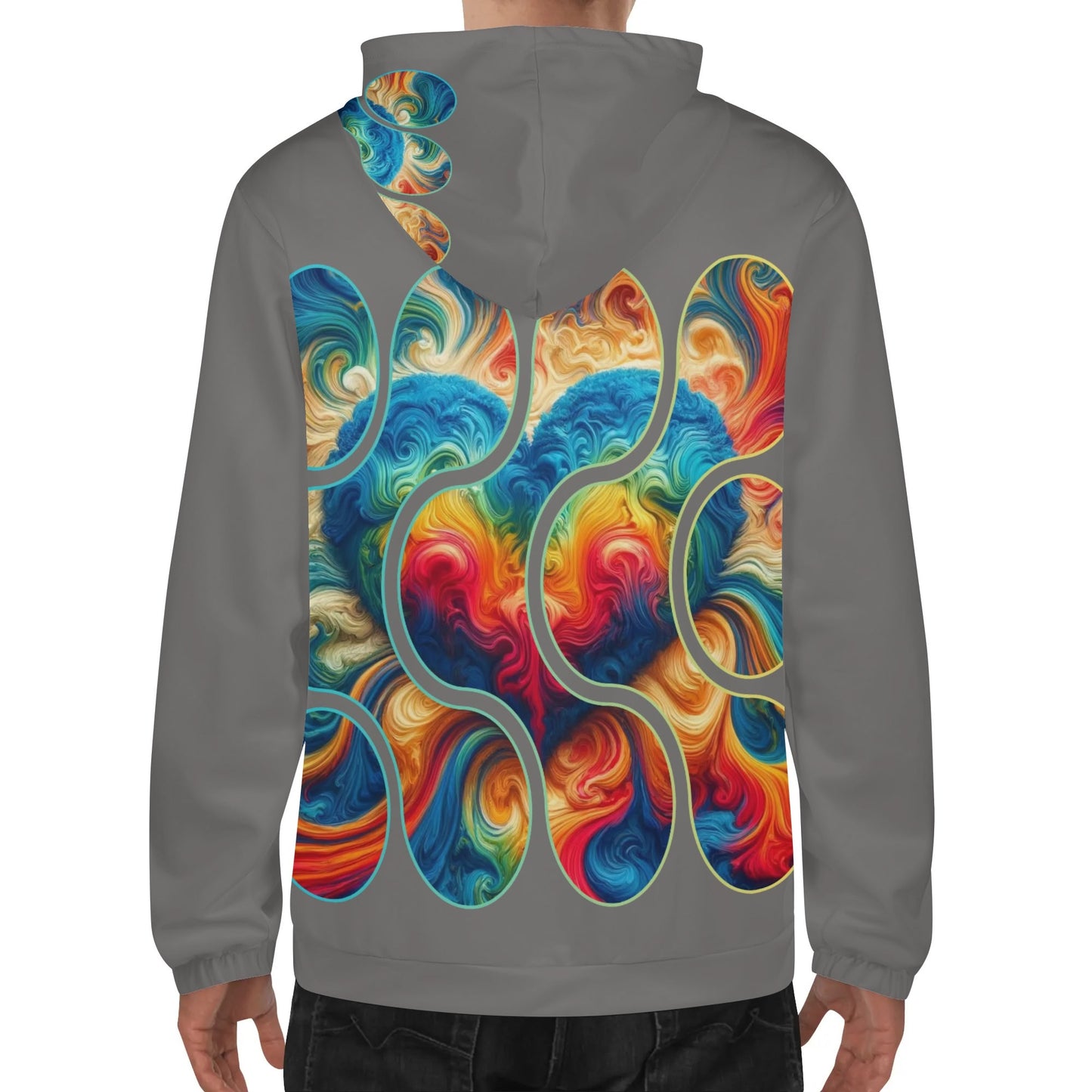 Mens Lightweight All Over Print Zip Hoodie "Love"