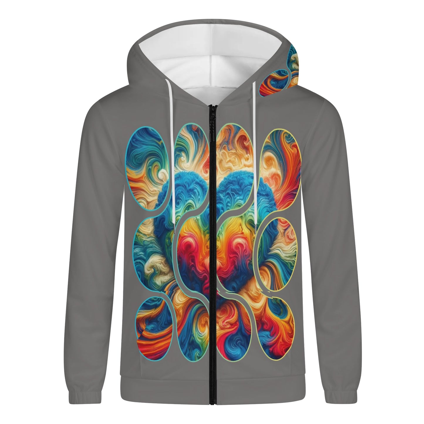 Mens Lightweight All Over Print Zip Hoodie "Love"