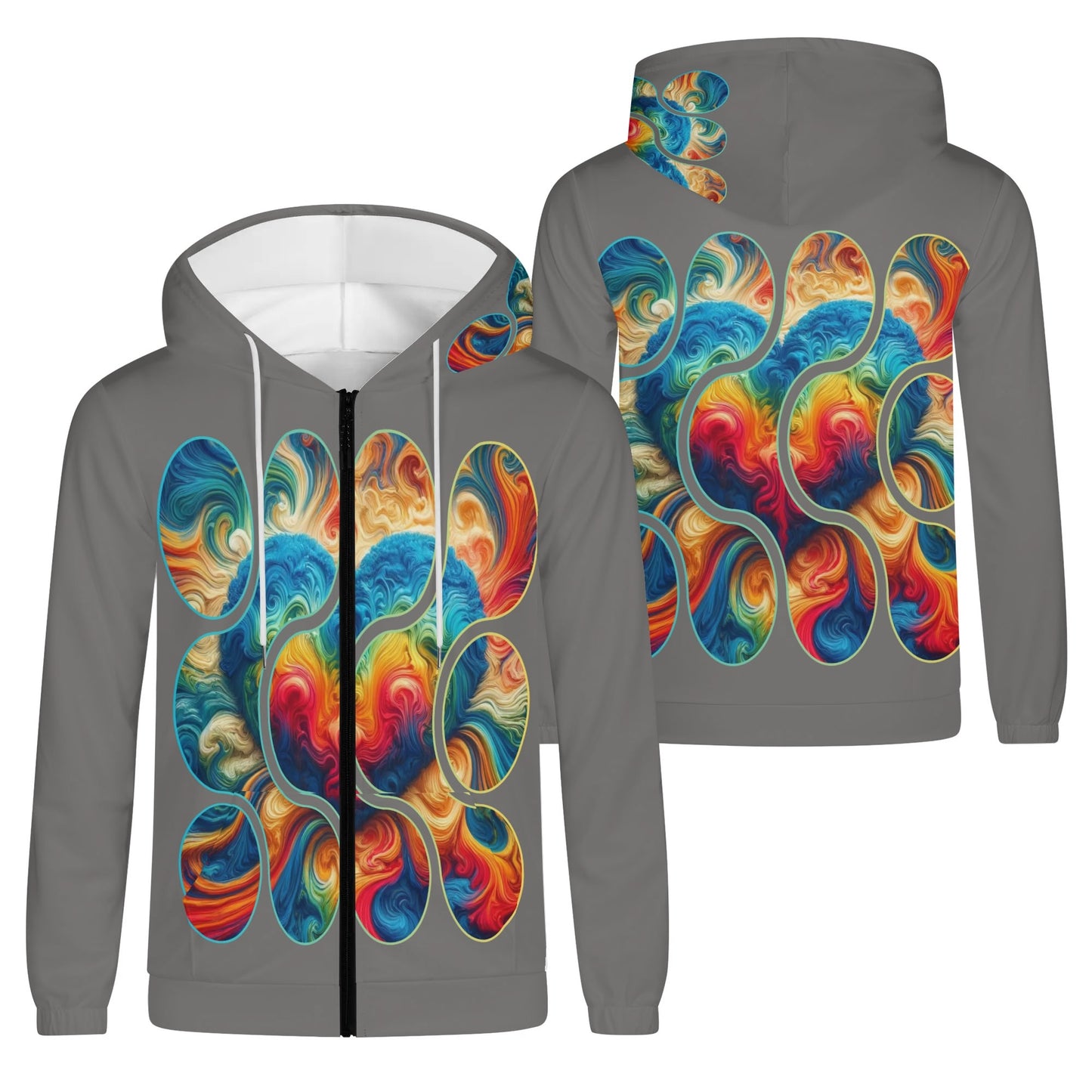 Mens Lightweight All Over Print Zip Hoodie "Love"