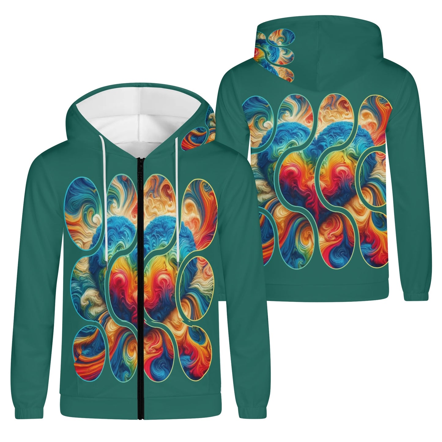 Mens Lightweight All Over Print Zip Hoodie "Love"