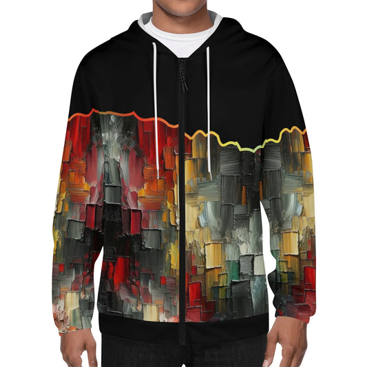 Mens Lightweight All Over Print Zip Hoodie "Abstract Print"