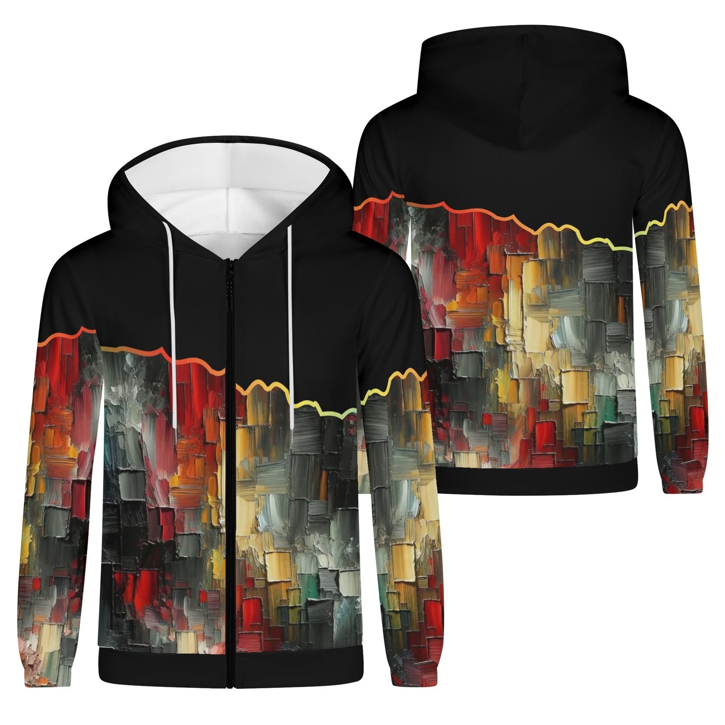 Mens Lightweight All Over Print Zip Hoodie "Abstract Print"