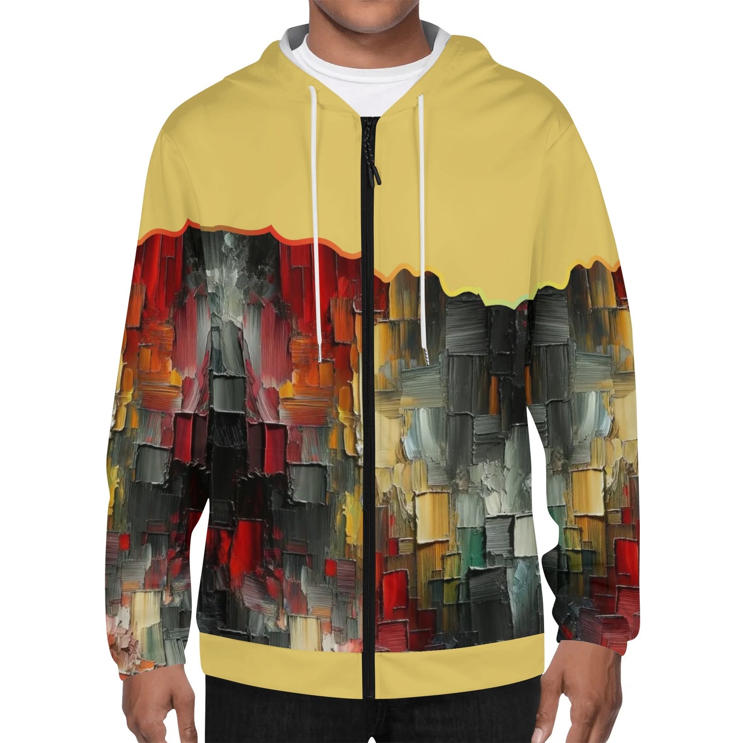 Mens Lightweight All Over Print Zip Hoodie "Abstract Print"