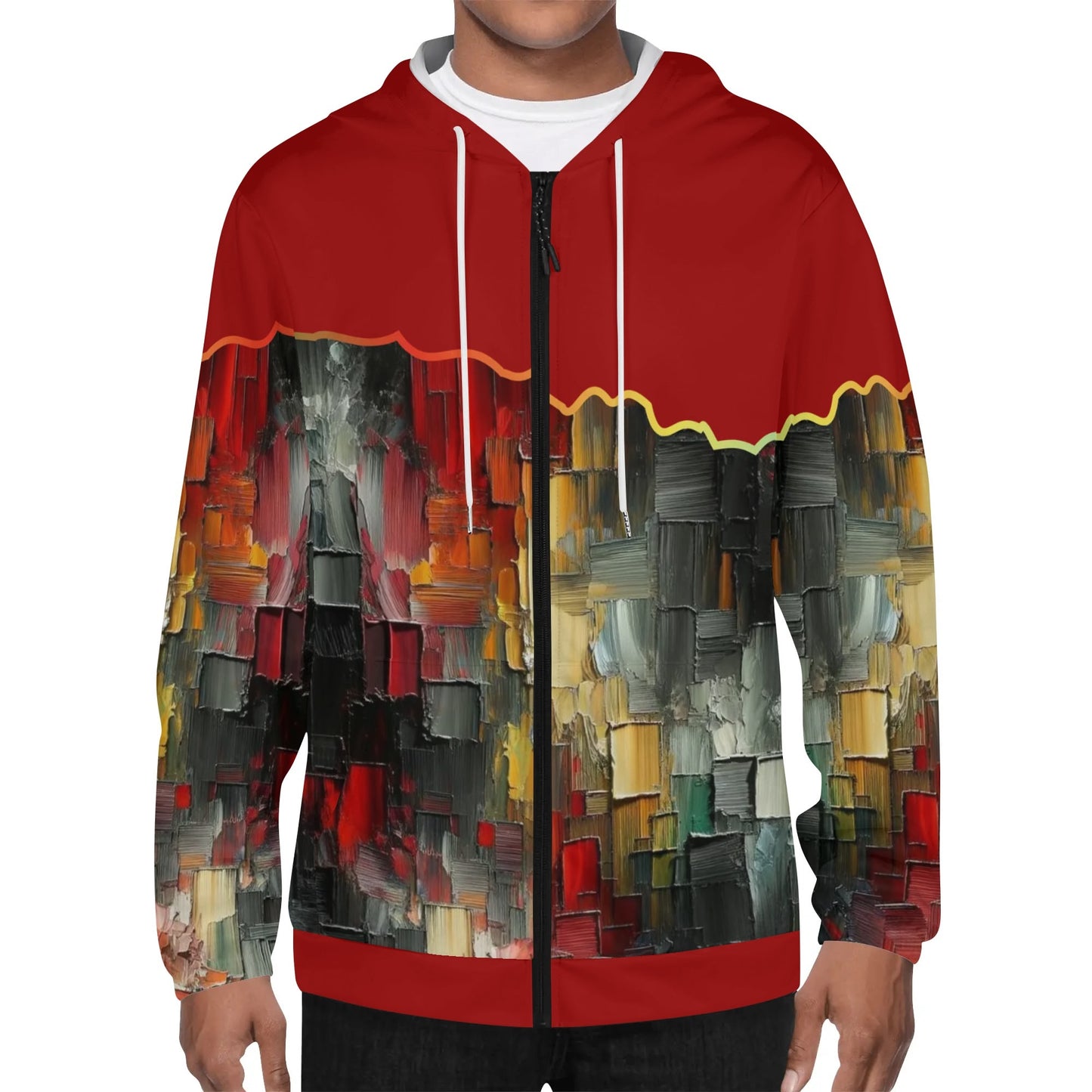 Mens Lightweight All Over Print Zip Hoodie "Abstract Print"