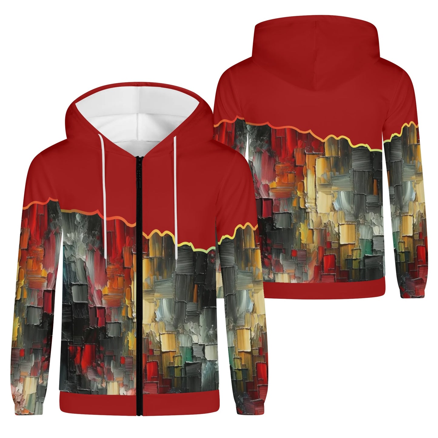 Mens Lightweight All Over Print Zip Hoodie "Abstract Print"