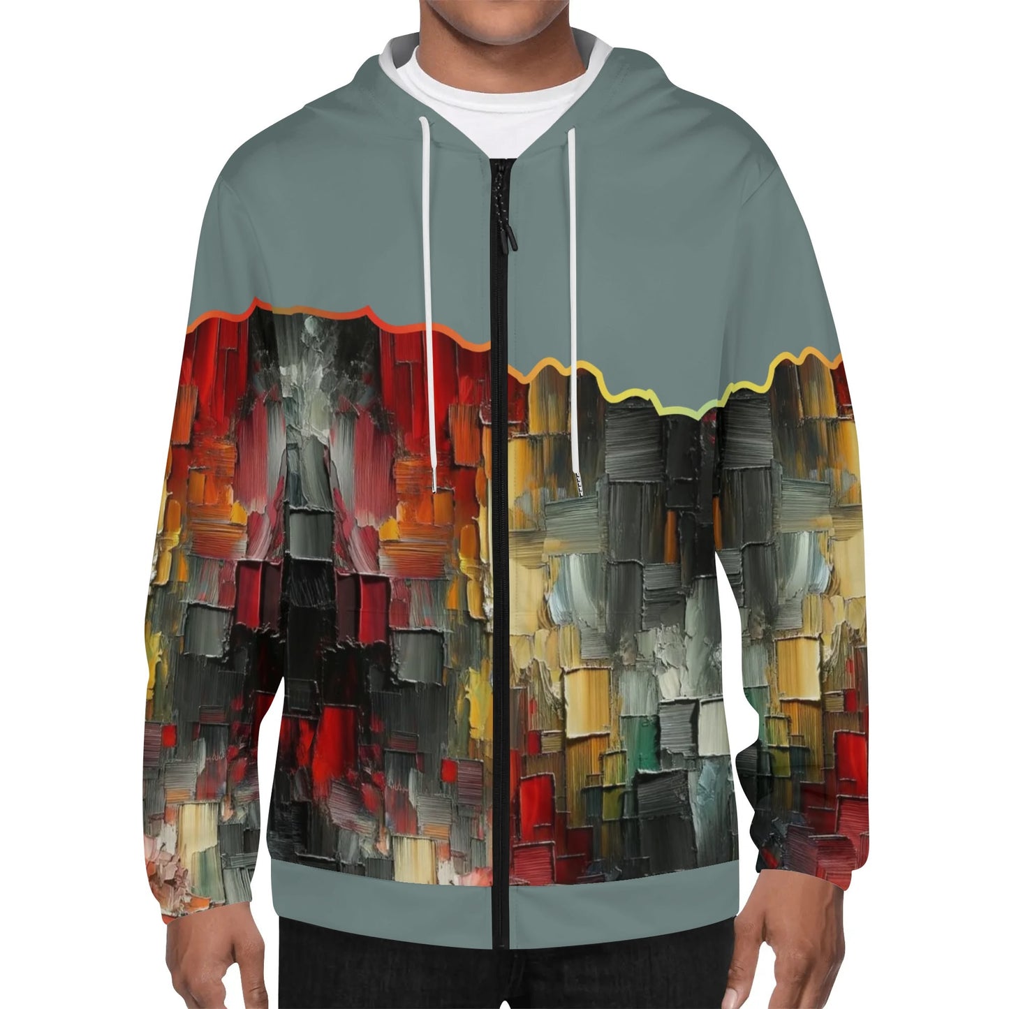 Mens Lightweight All Over Print Zip Hoodie "Abstract Print"