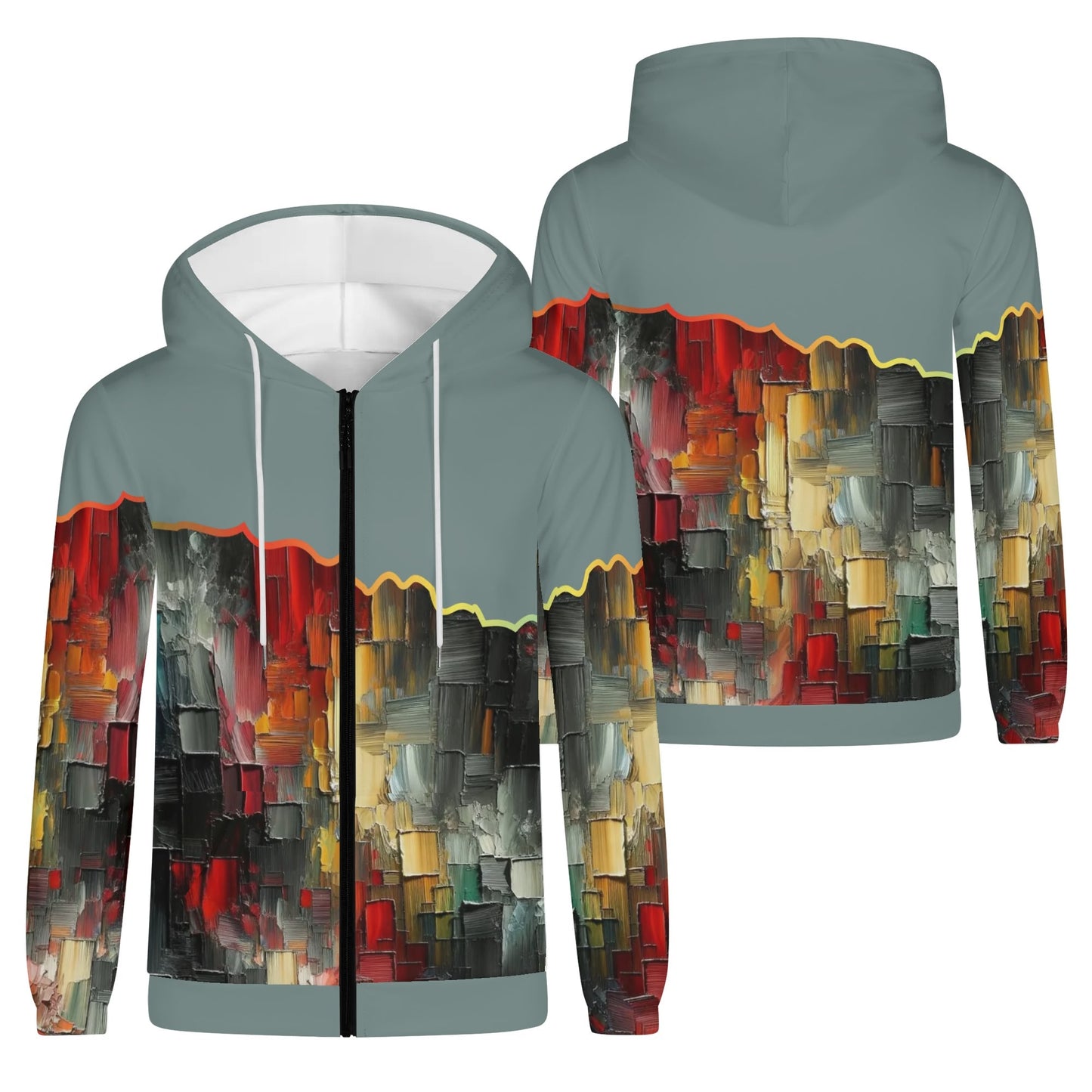 Mens Lightweight All Over Print Zip Hoodie "Abstract Print"