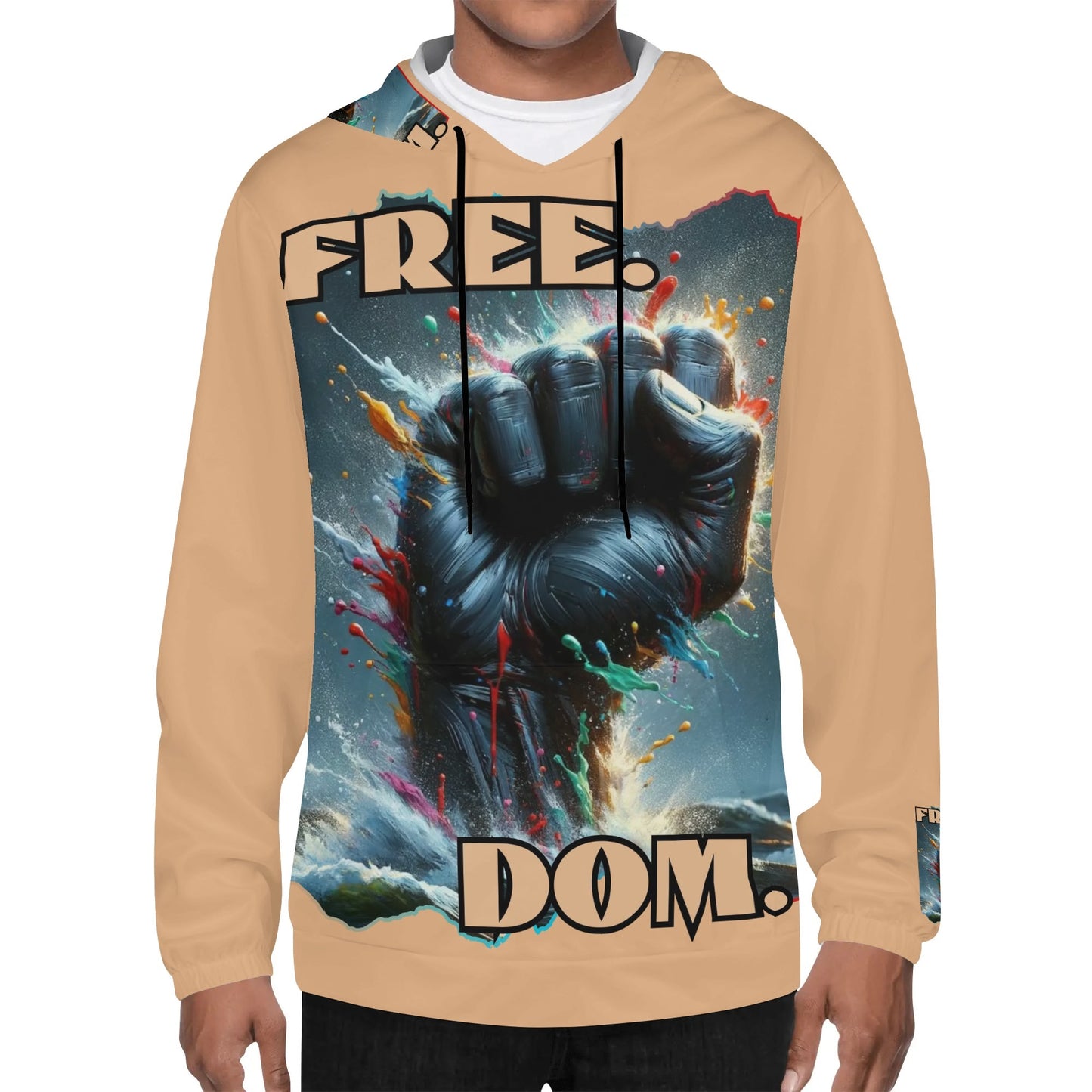 Mens Lightweight All Over Print Hoodie "Free.Dom"