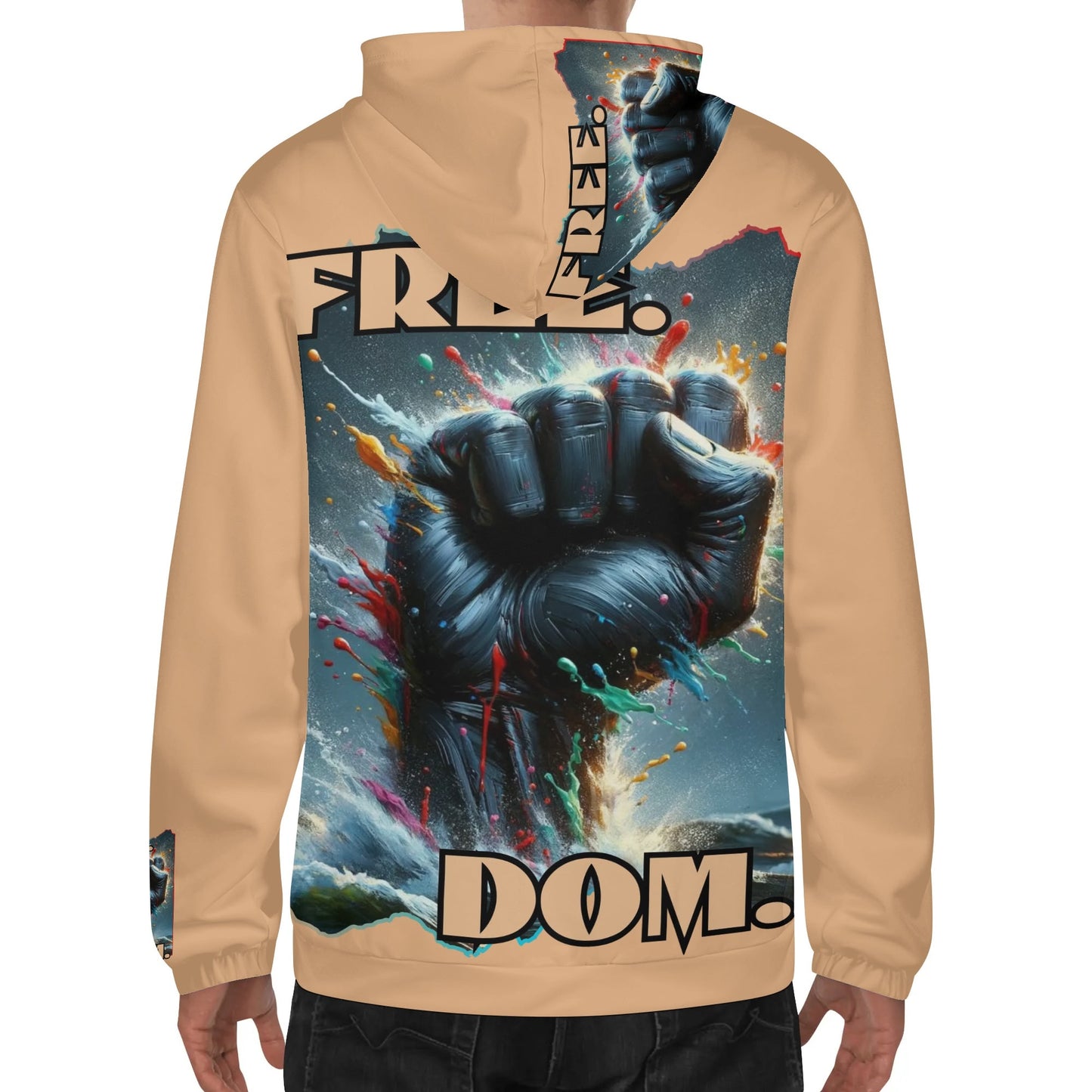 Mens Lightweight All Over Print Hoodie "Free.Dom"