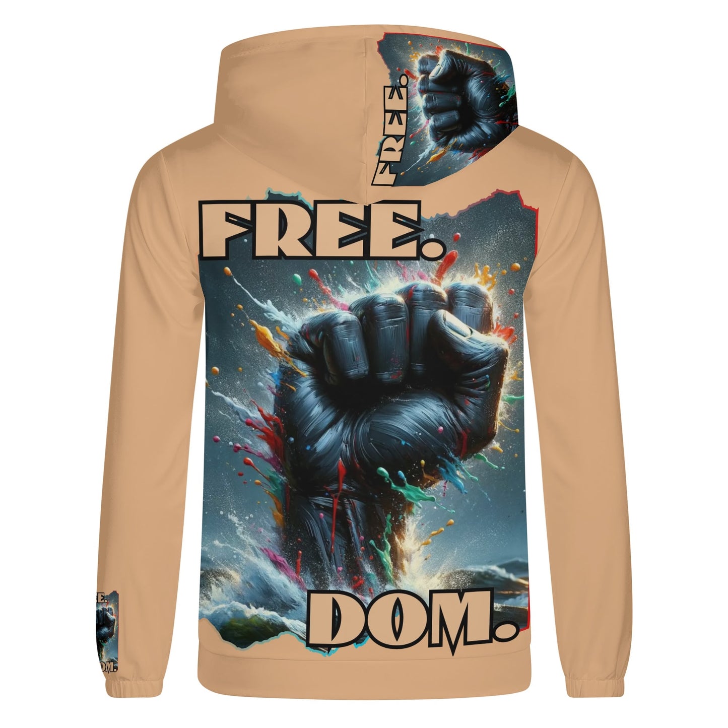 Mens Lightweight All Over Print Hoodie "Free.Dom"