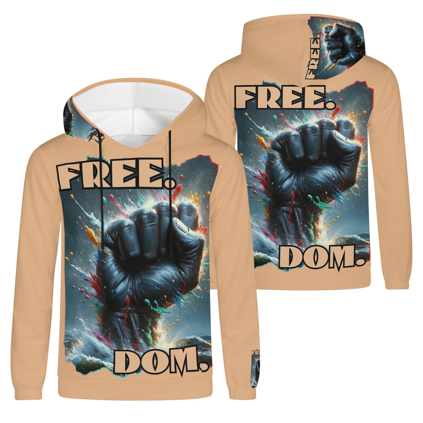 Mens Lightweight All Over Print Hoodie "Free.Dom"