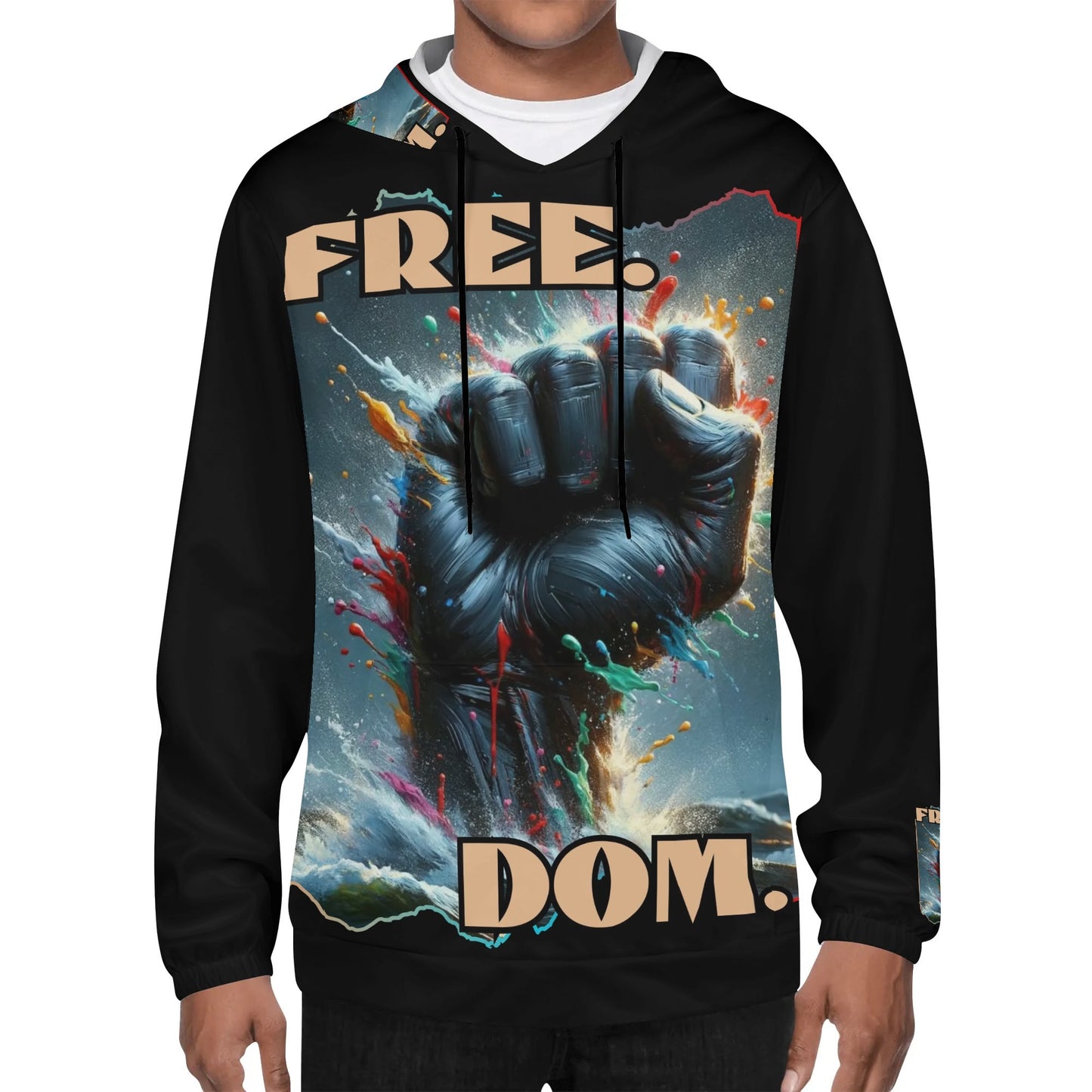 Mens Lightweight All Over Print Hoodie "Free.Dom"