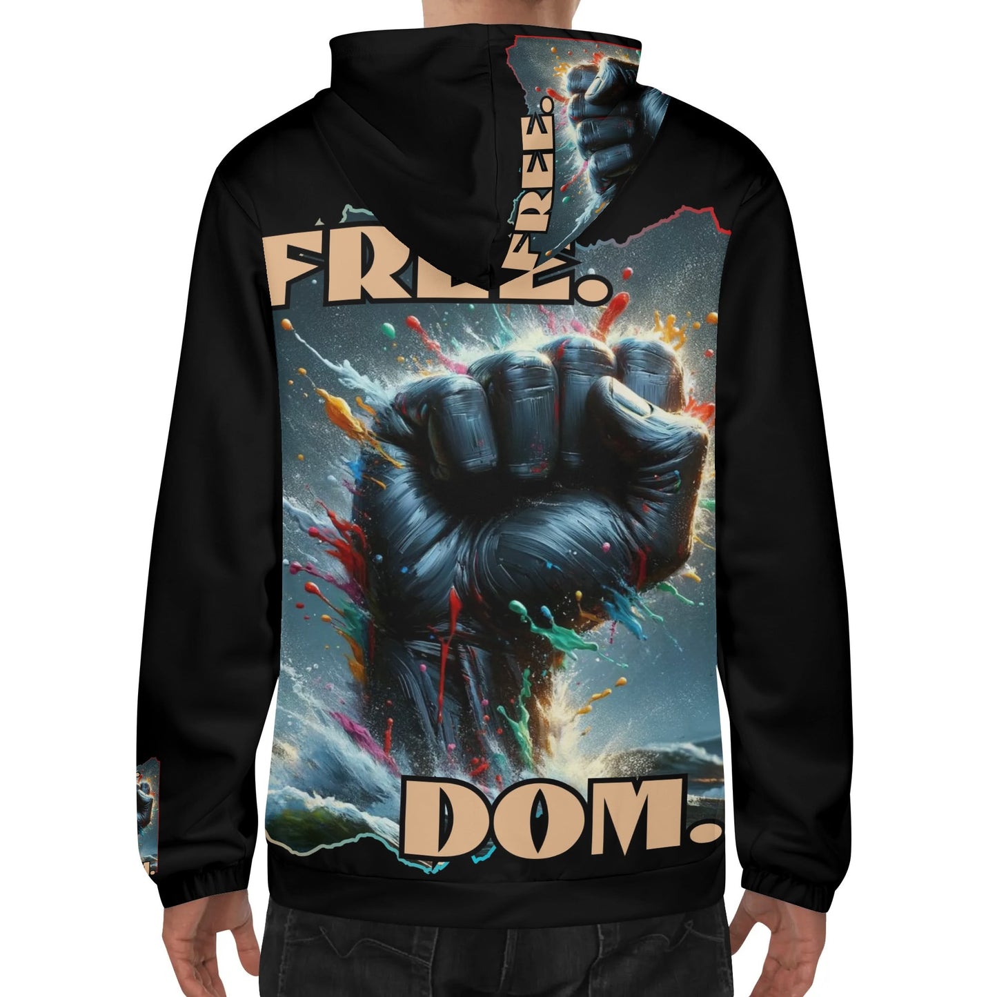 Mens Lightweight All Over Print Hoodie "Free.Dom"