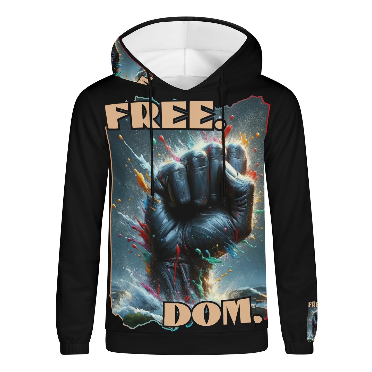 Mens Lightweight All Over Print Hoodie "Free.Dom"