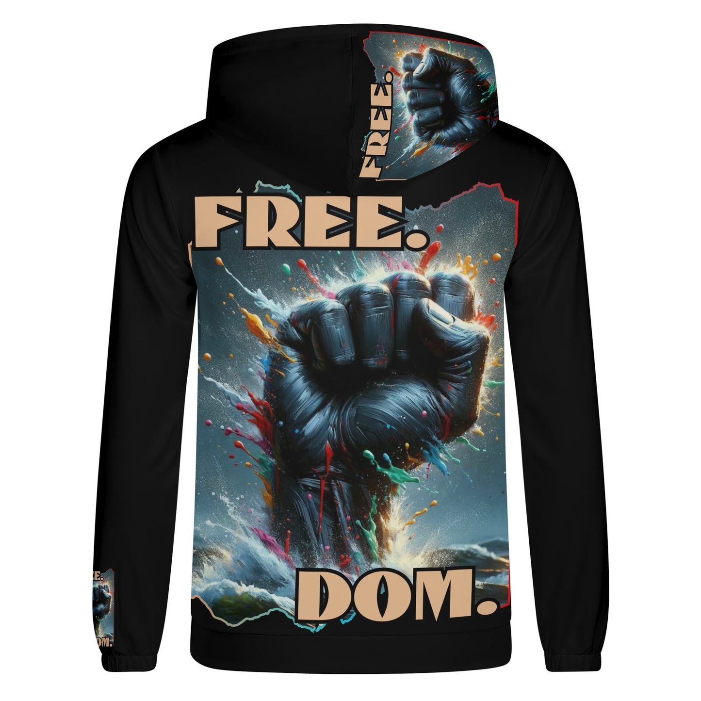 Mens Lightweight All Over Print Hoodie "Free.Dom"