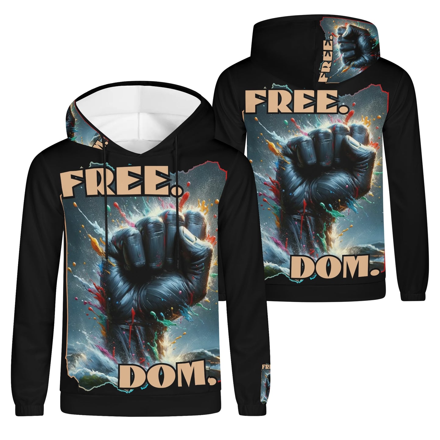 Mens Lightweight All Over Print Hoodie "Free.Dom"