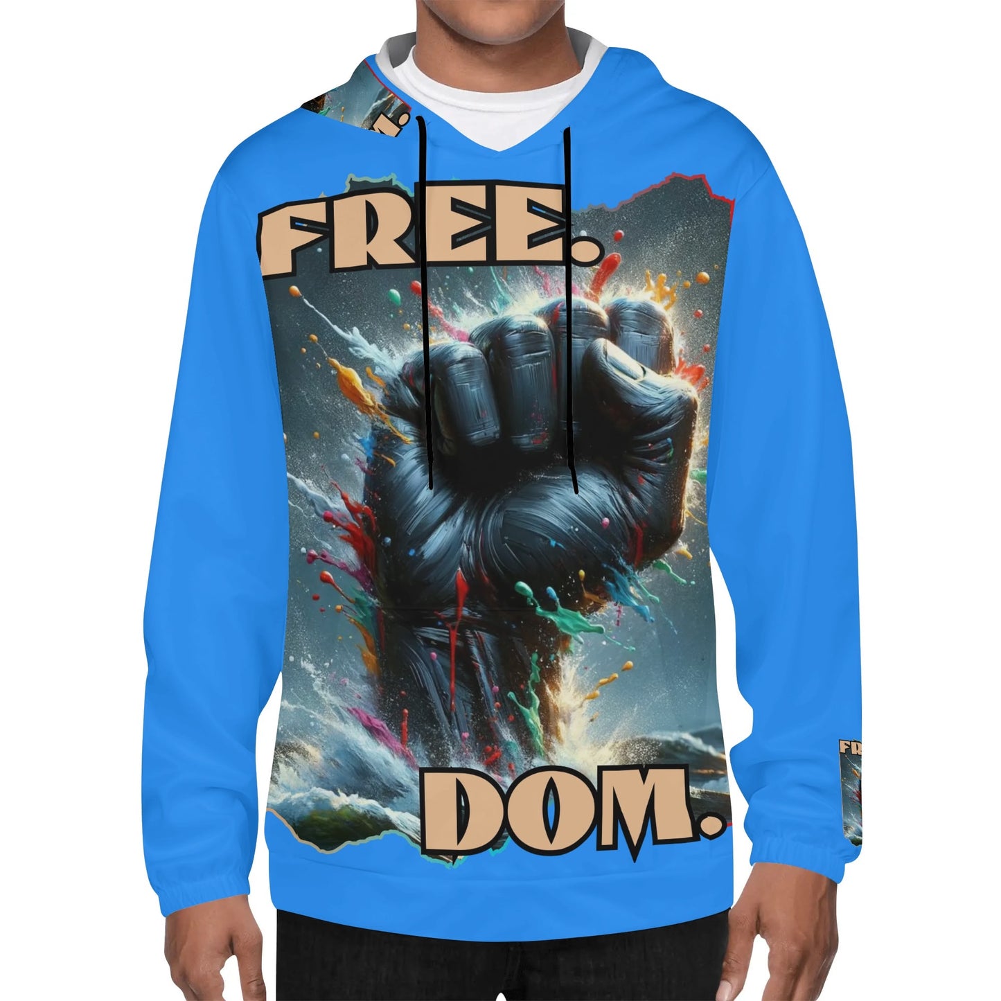 Mens Lightweight All Over Print Hoodie "Free.Dom"