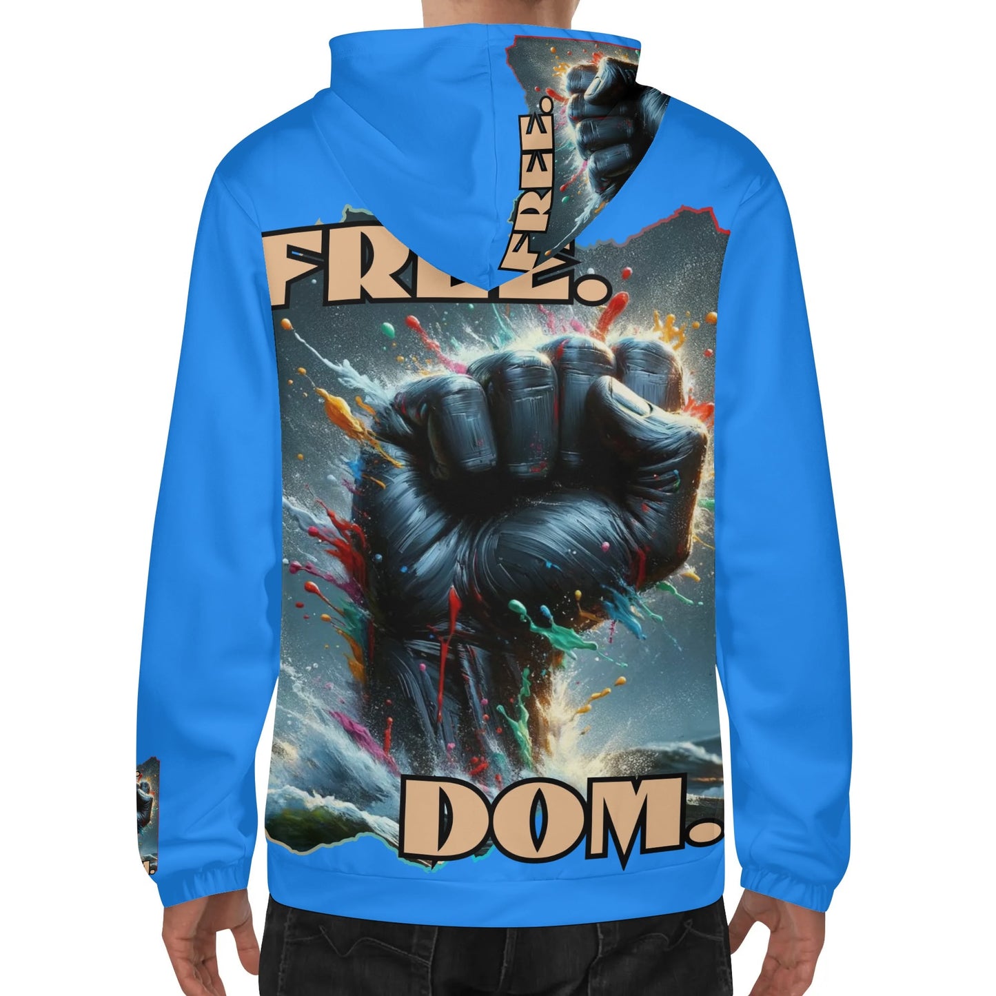 Mens Lightweight All Over Print Hoodie "Free.Dom"