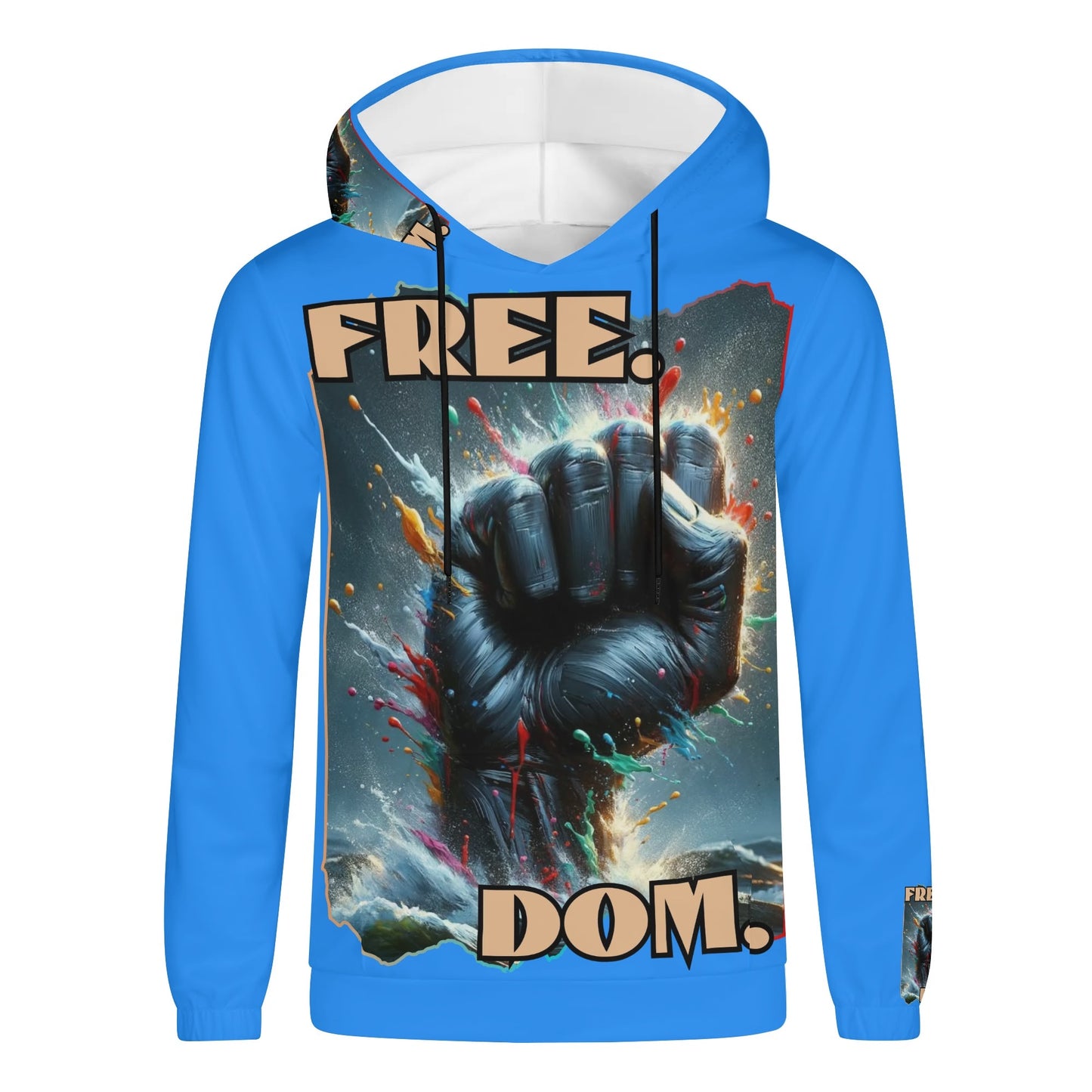 Mens Lightweight All Over Print Hoodie "Free.Dom"