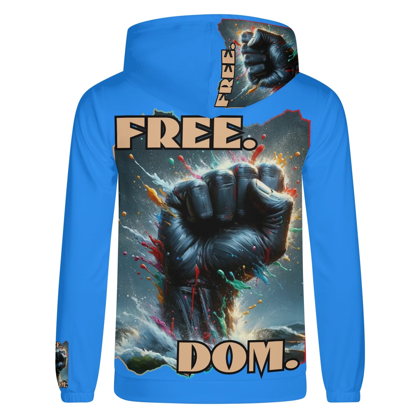 Mens Lightweight All Over Print Hoodie "Free.Dom"