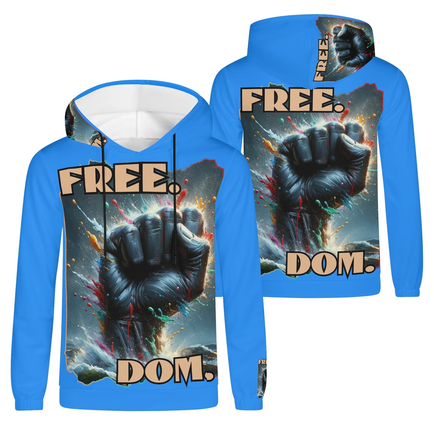 Mens Lightweight All Over Print Hoodie "Free.Dom"