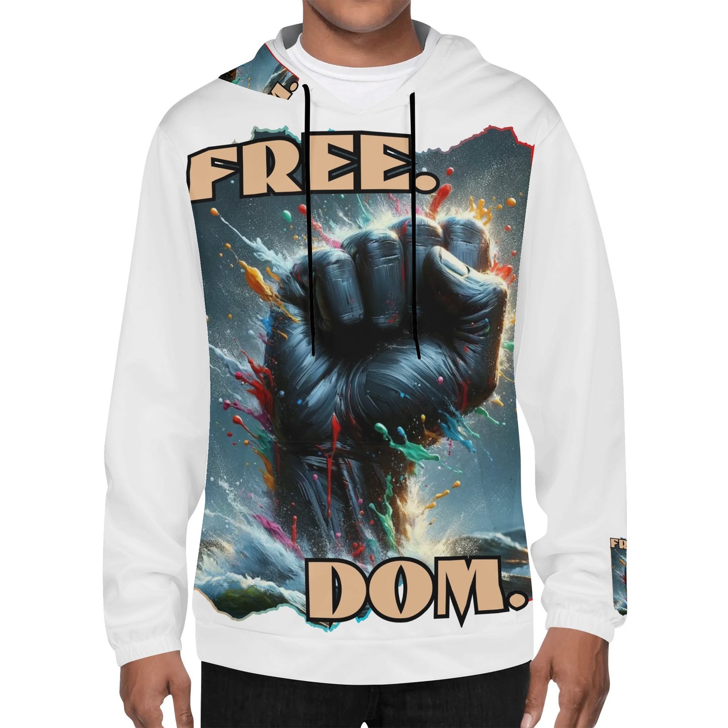 Mens Lightweight All Over Print Hoodie "Free.Dom"