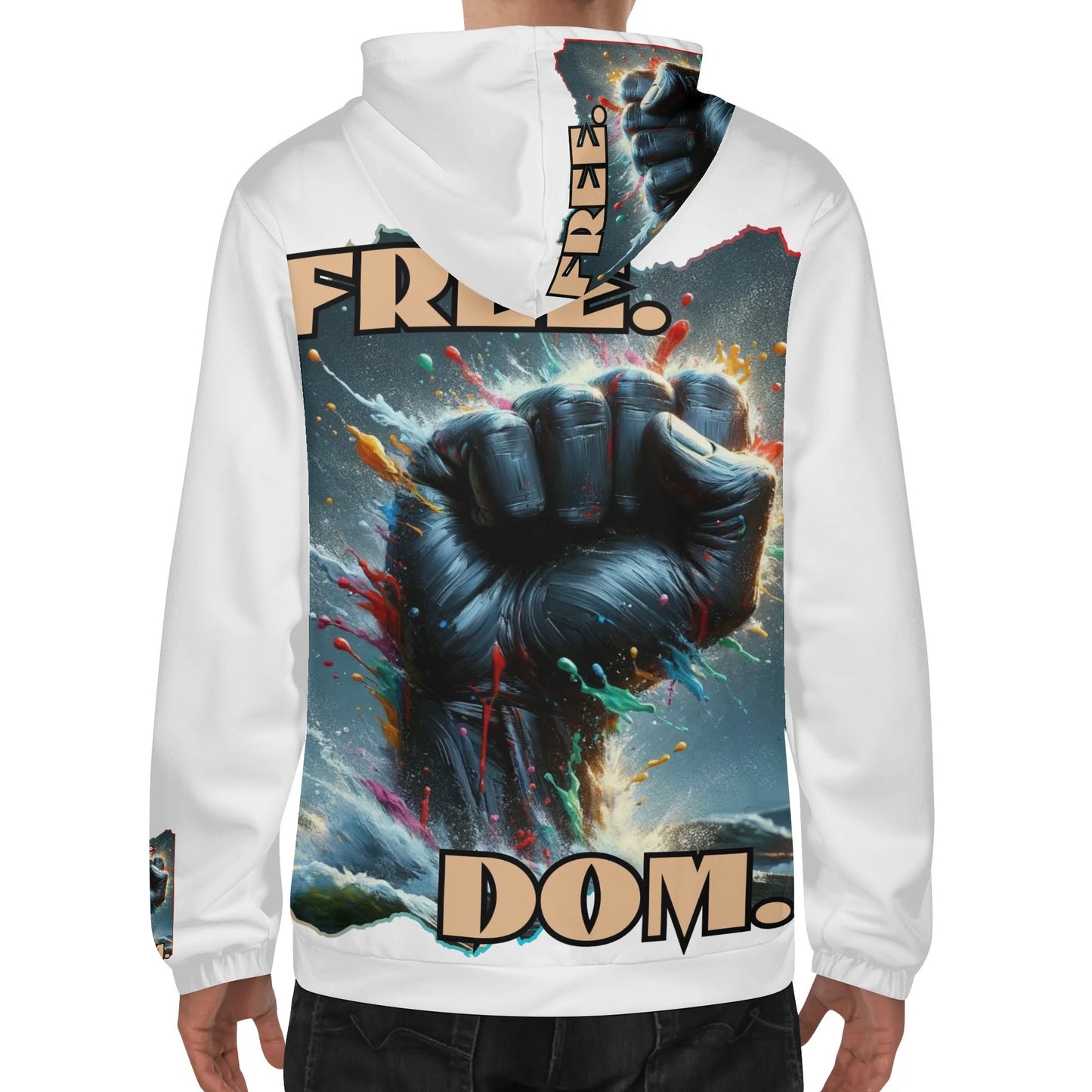 Mens Lightweight All Over Print Hoodie "Free.Dom"