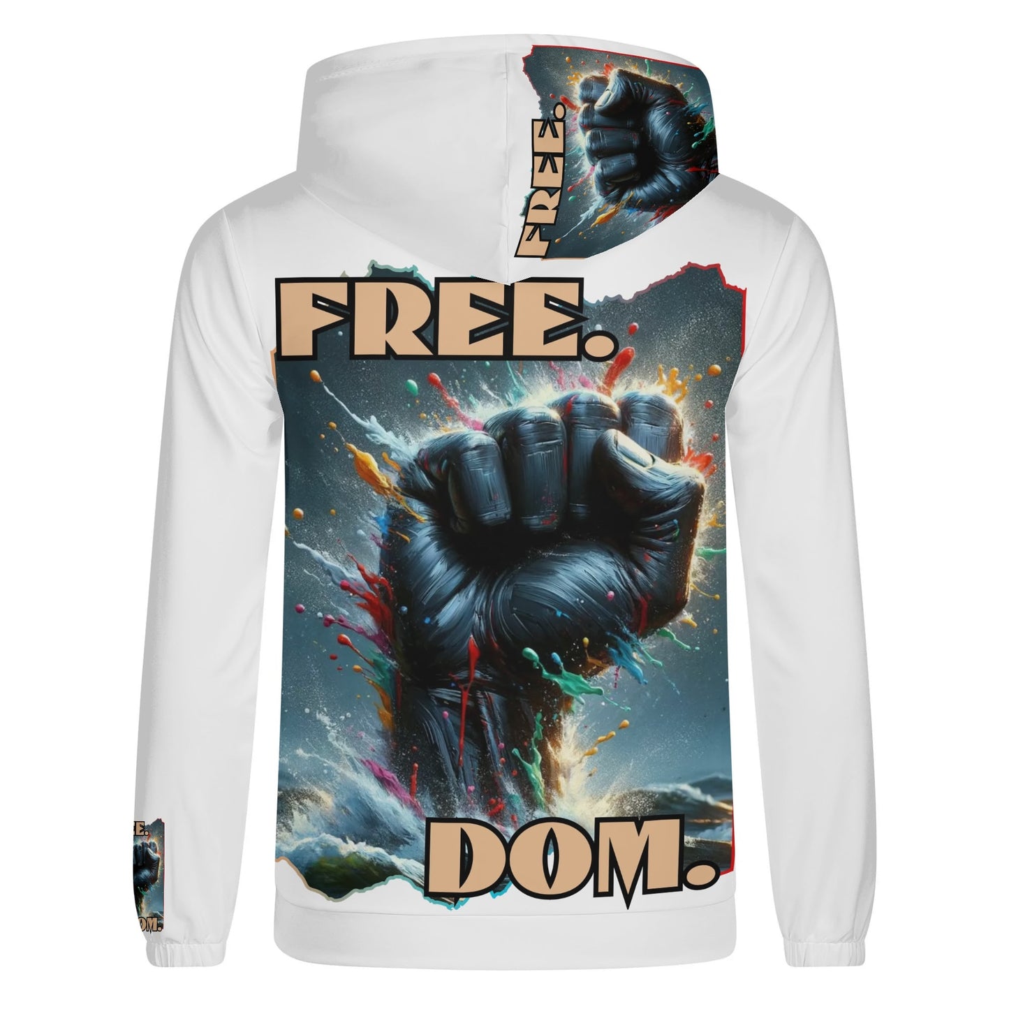 Mens Lightweight All Over Print Hoodie "Free.Dom"