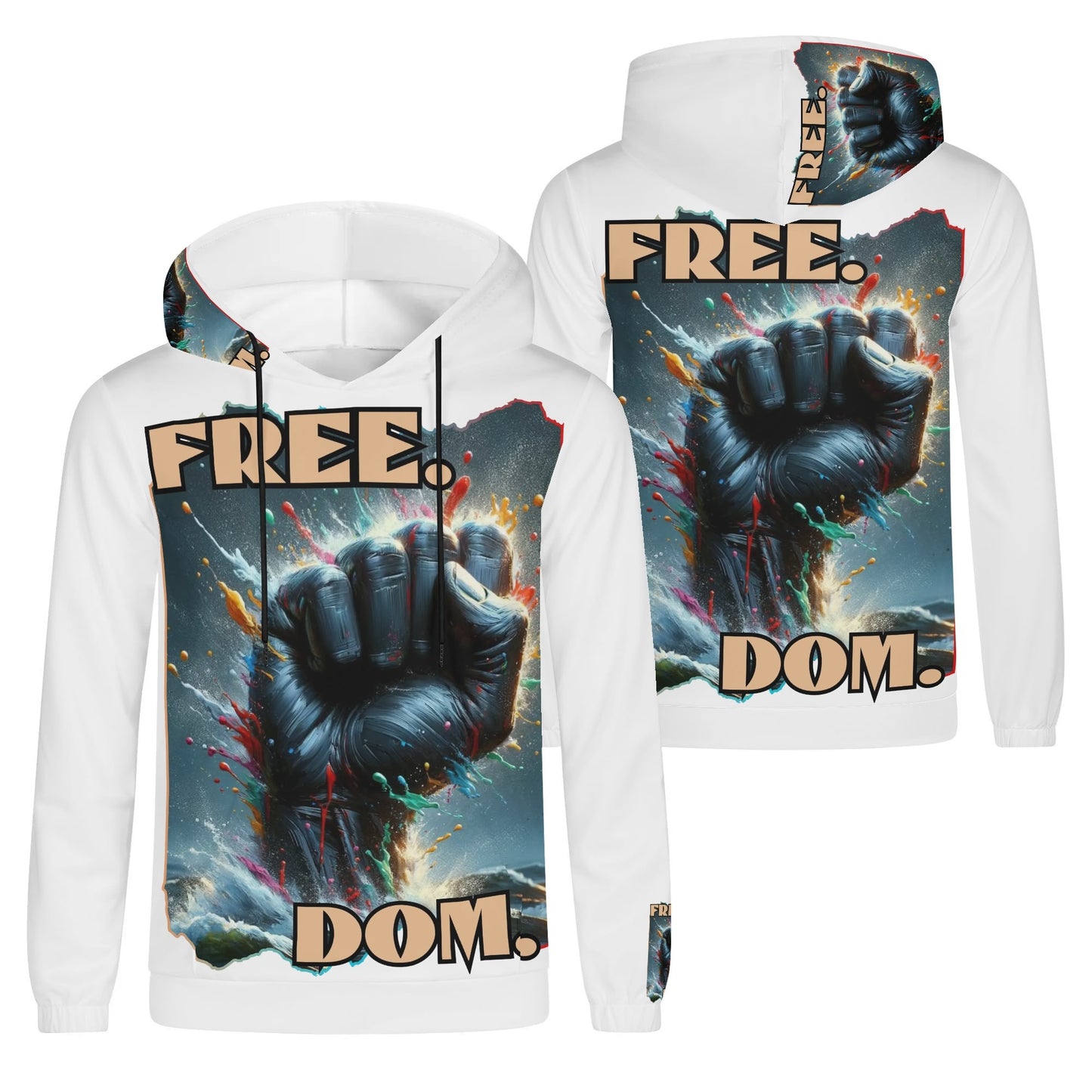 Mens Lightweight All Over Print Hoodie "Free.Dom"