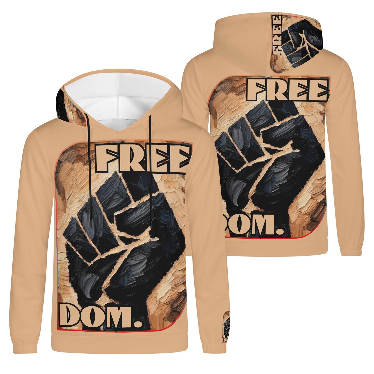 Mens Lightweight All Over Print Hoodie "Free.Dom"