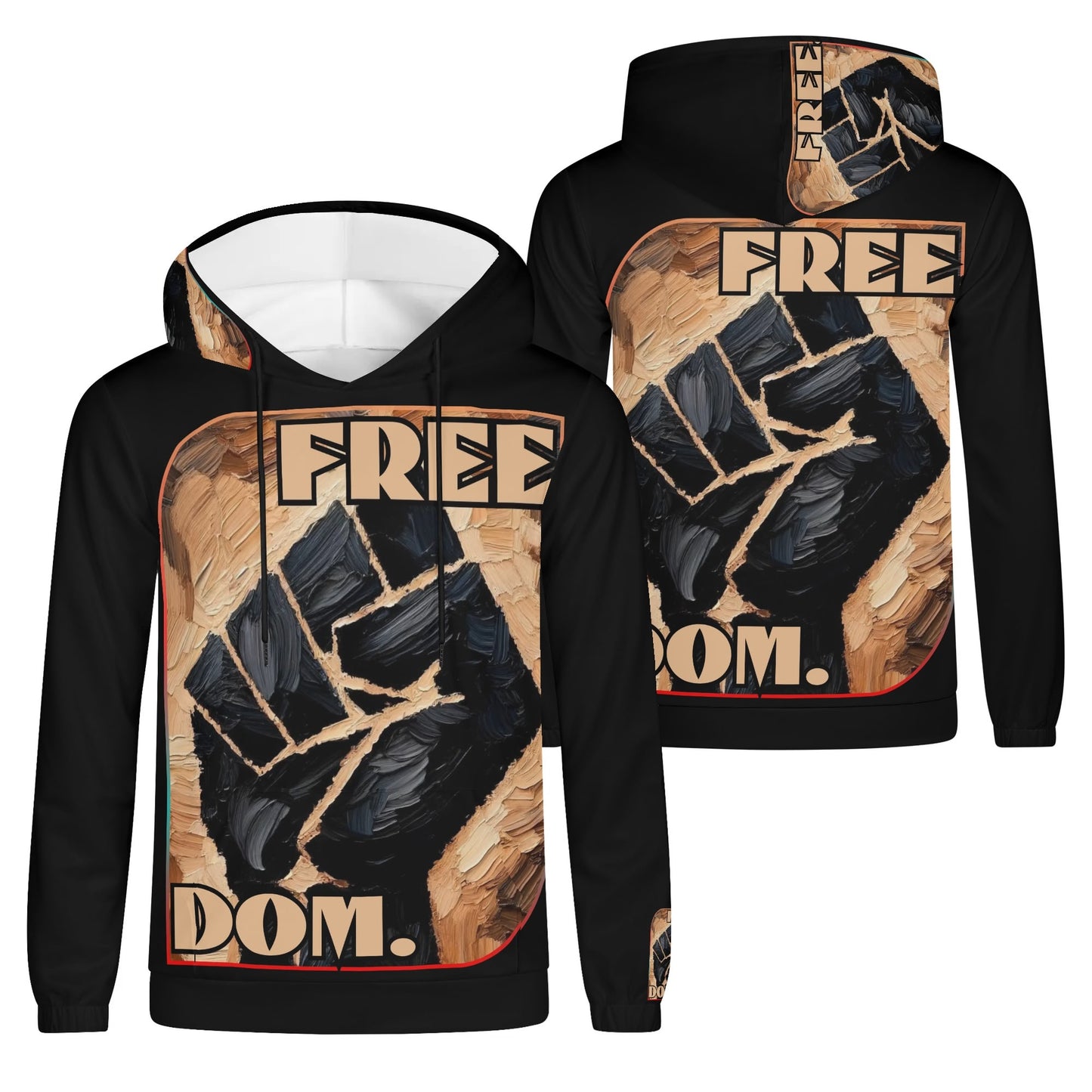 Mens Lightweight All Over Print Hoodie "Free.Dom"