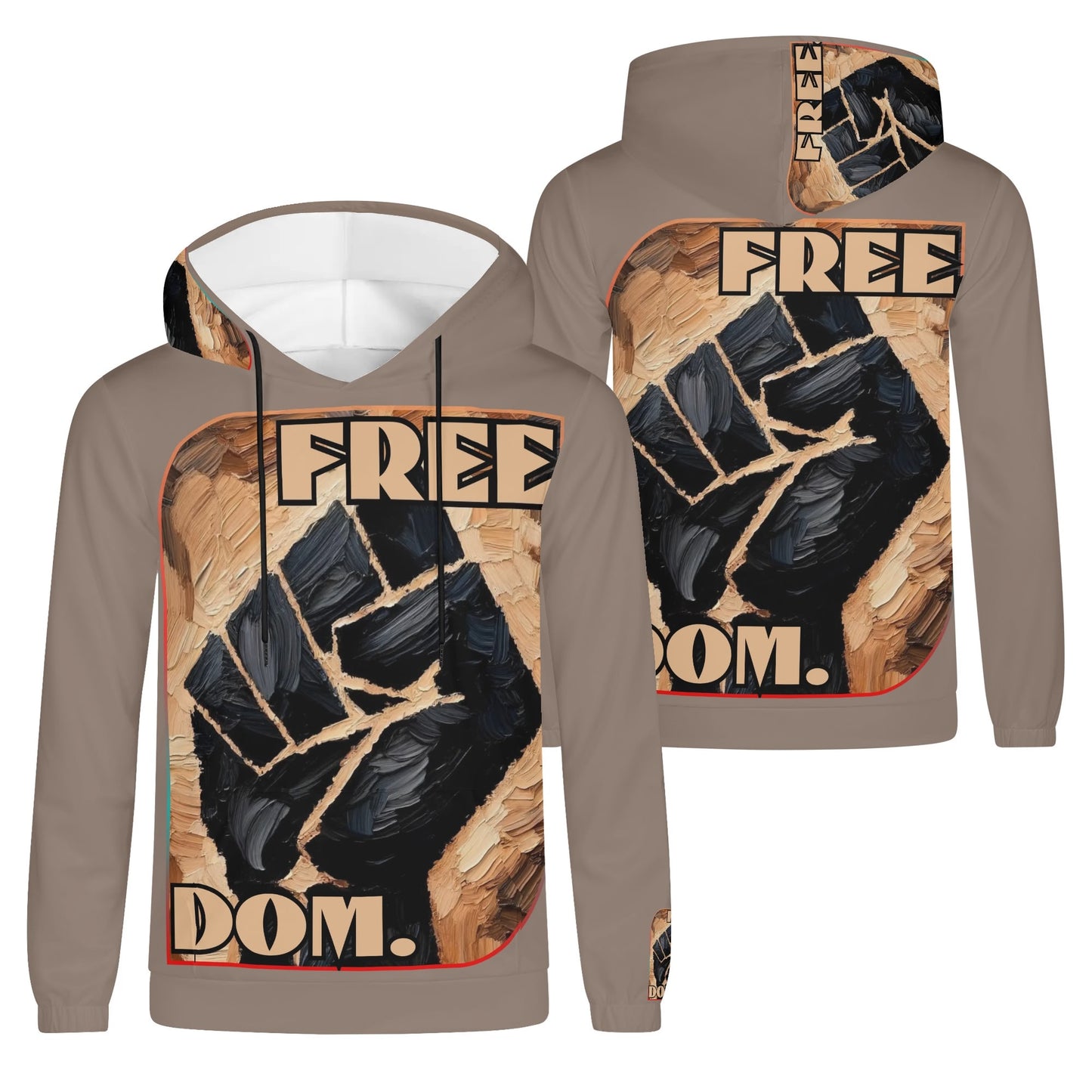 Mens Lightweight All Over Print Hoodie "Free.Dom"