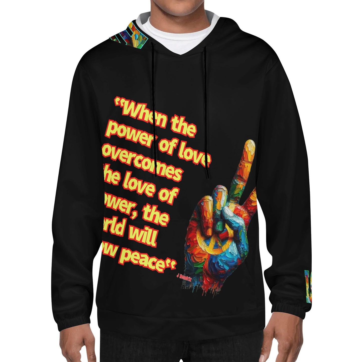 Mens Lightweight All Over Print Hoodie "Power of Love & Peace"