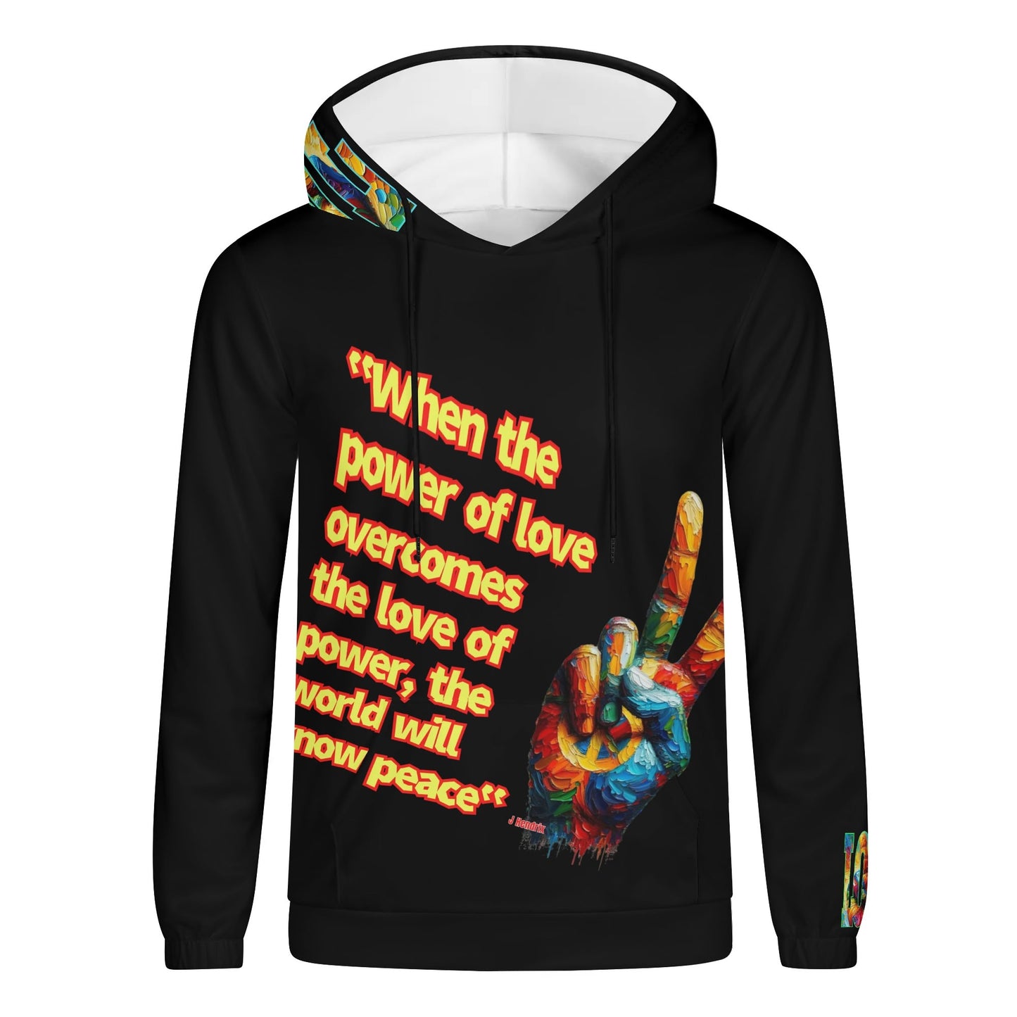 Mens Lightweight All Over Print Hoodie "Power of Love & Peace"