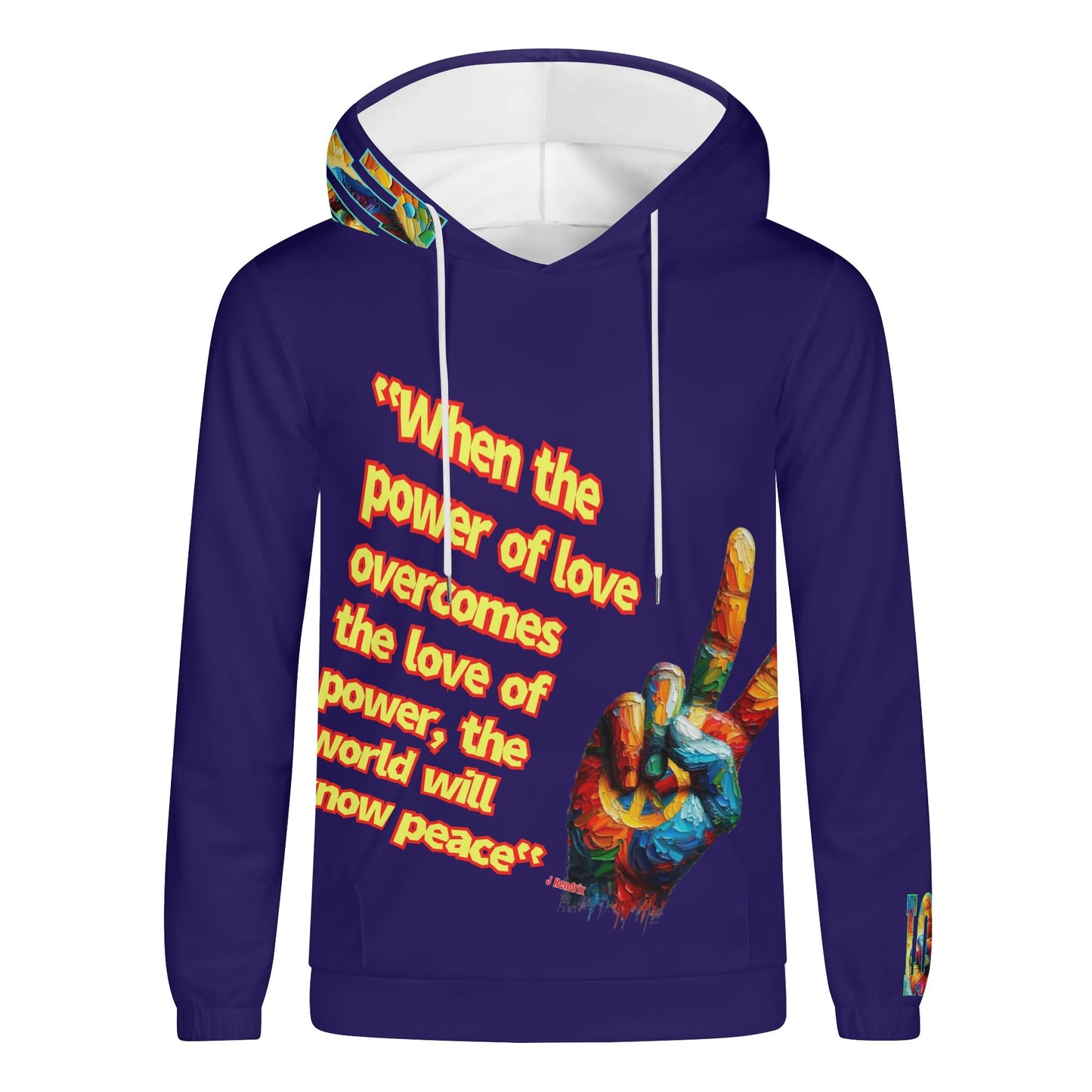 Mens Lightweight All Over Print Hoodie "Power of Love & Peace"