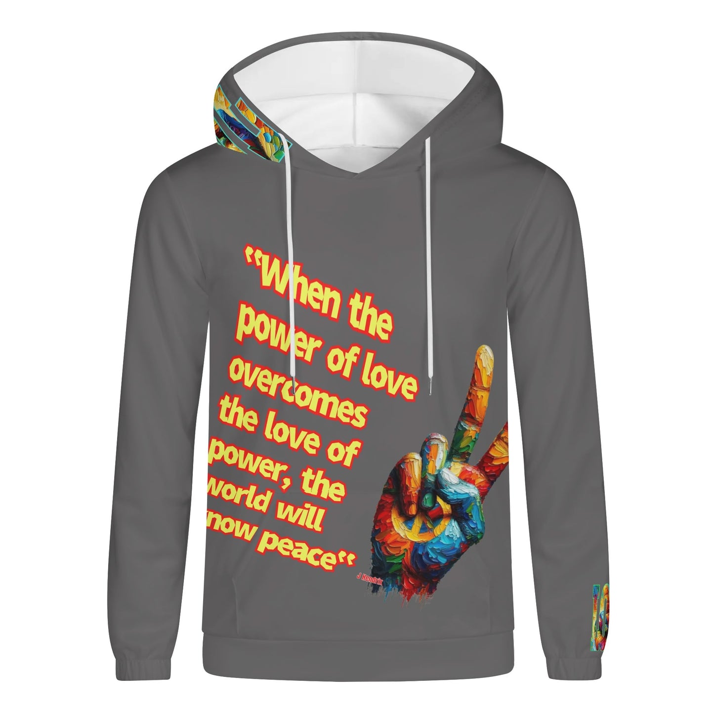 Mens Lightweight All Over Print Hoodie "Power of Love & Peace"