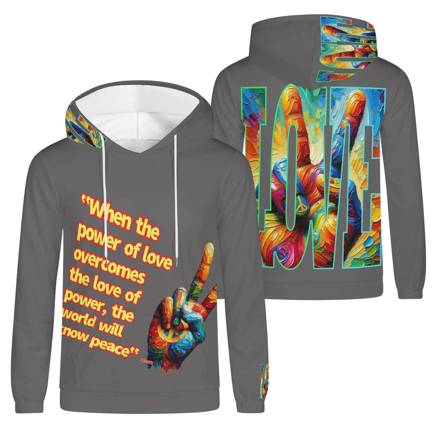 Mens Lightweight All Over Print Hoodie "Power of Love & Peace"