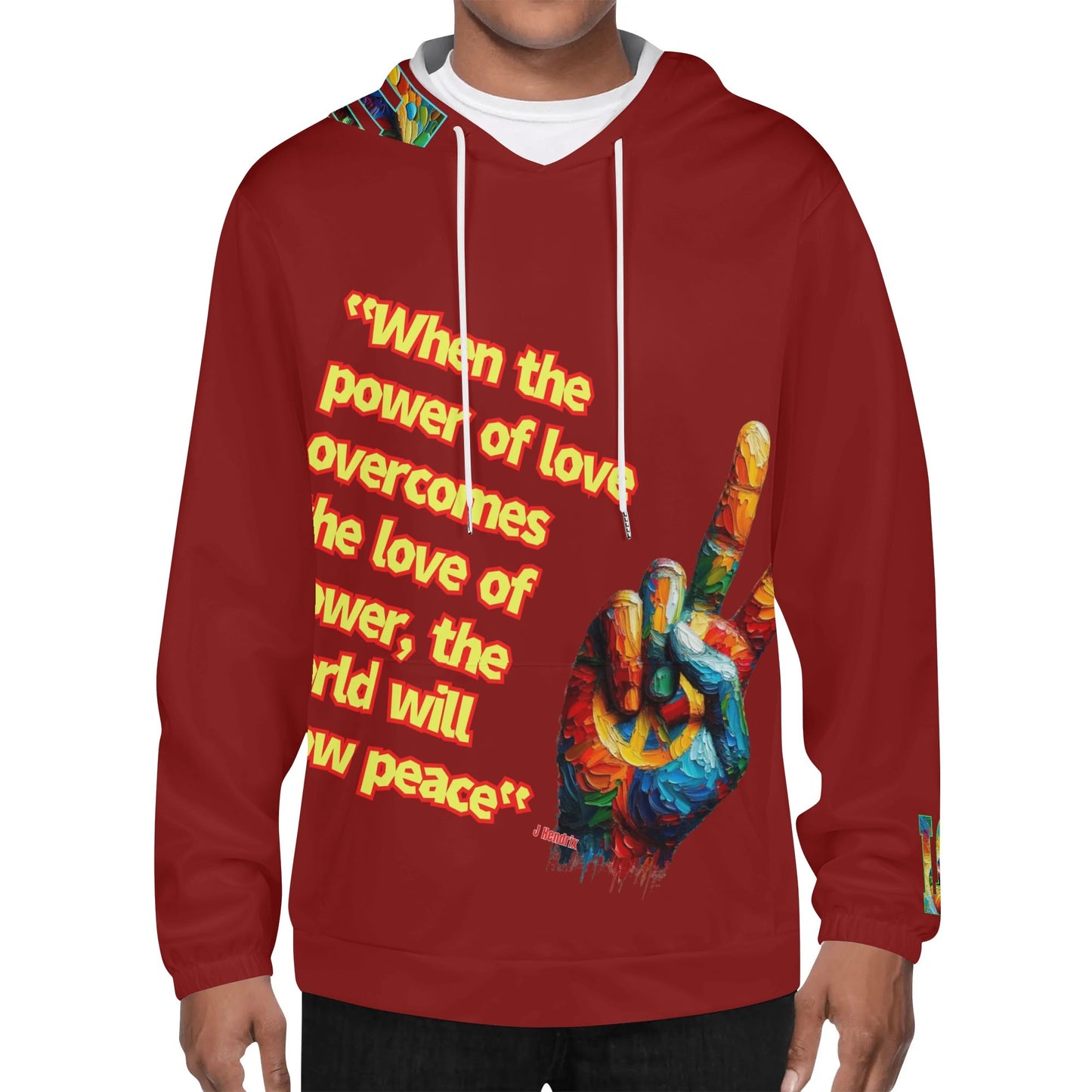 Mens Lightweight All Over Print Hoodie "Power of Love & Peace"