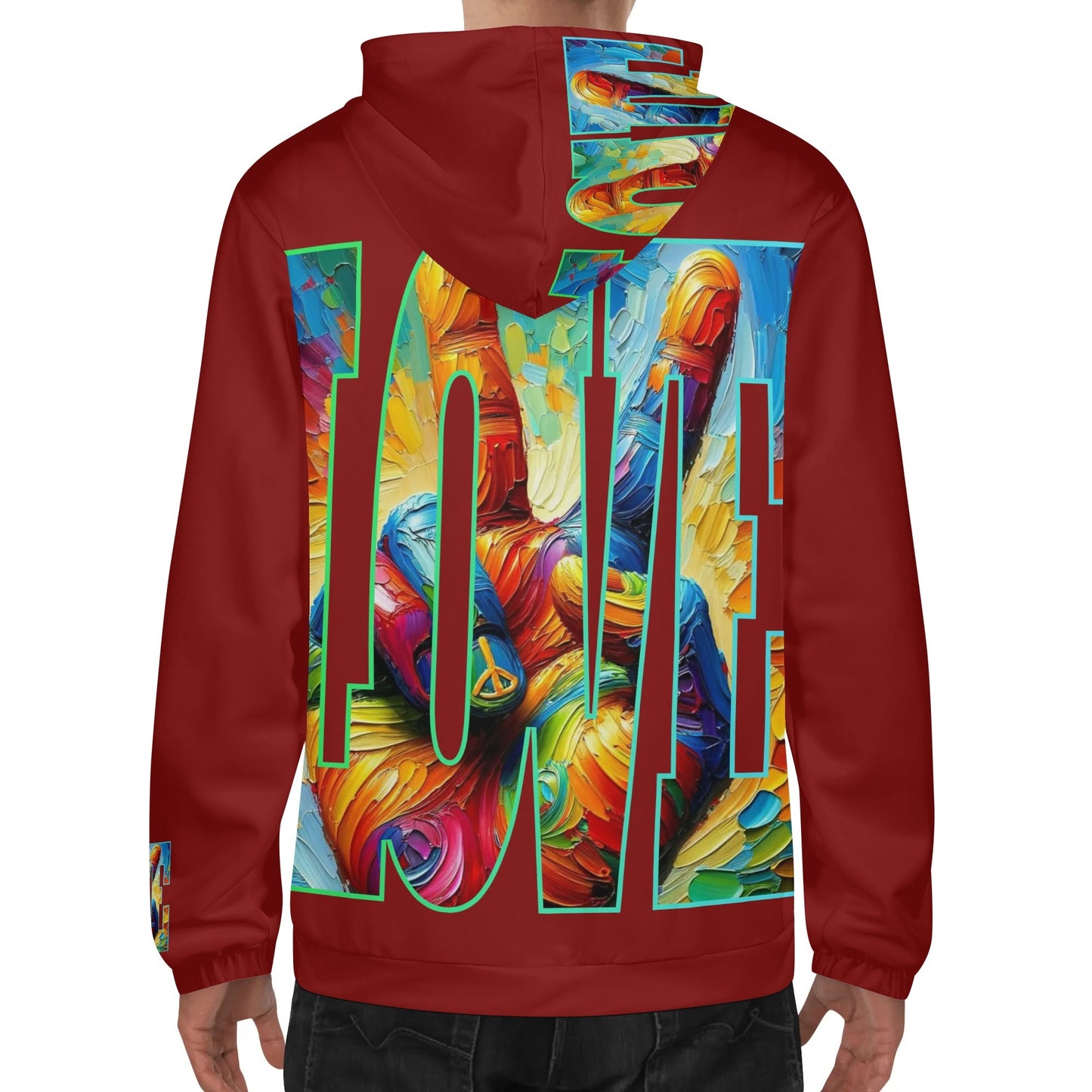 Mens Lightweight All Over Print Hoodie "Power of Love & Peace"