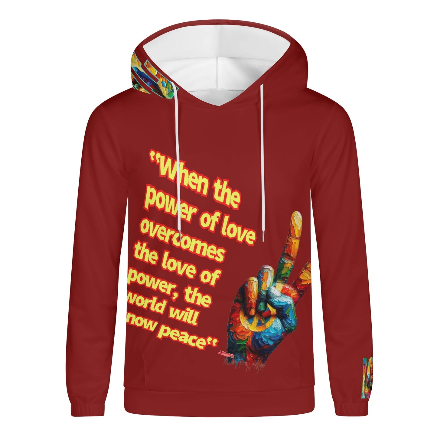 Mens Lightweight All Over Print Hoodie "Power of Love & Peace"