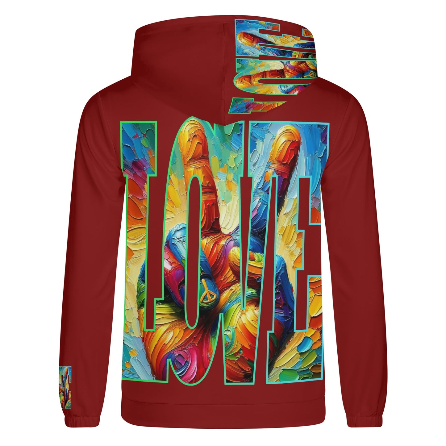 Mens Lightweight All Over Print Hoodie "Power of Love & Peace"