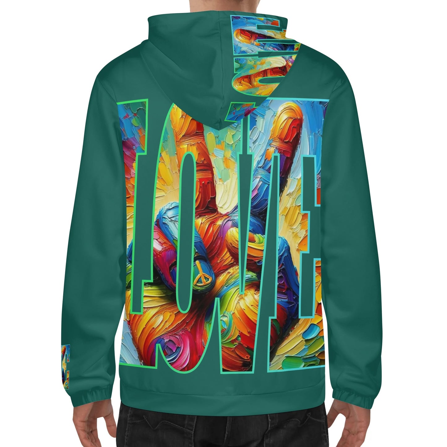 Mens Lightweight All Over Print Hoodie "Power of Love & Peace"