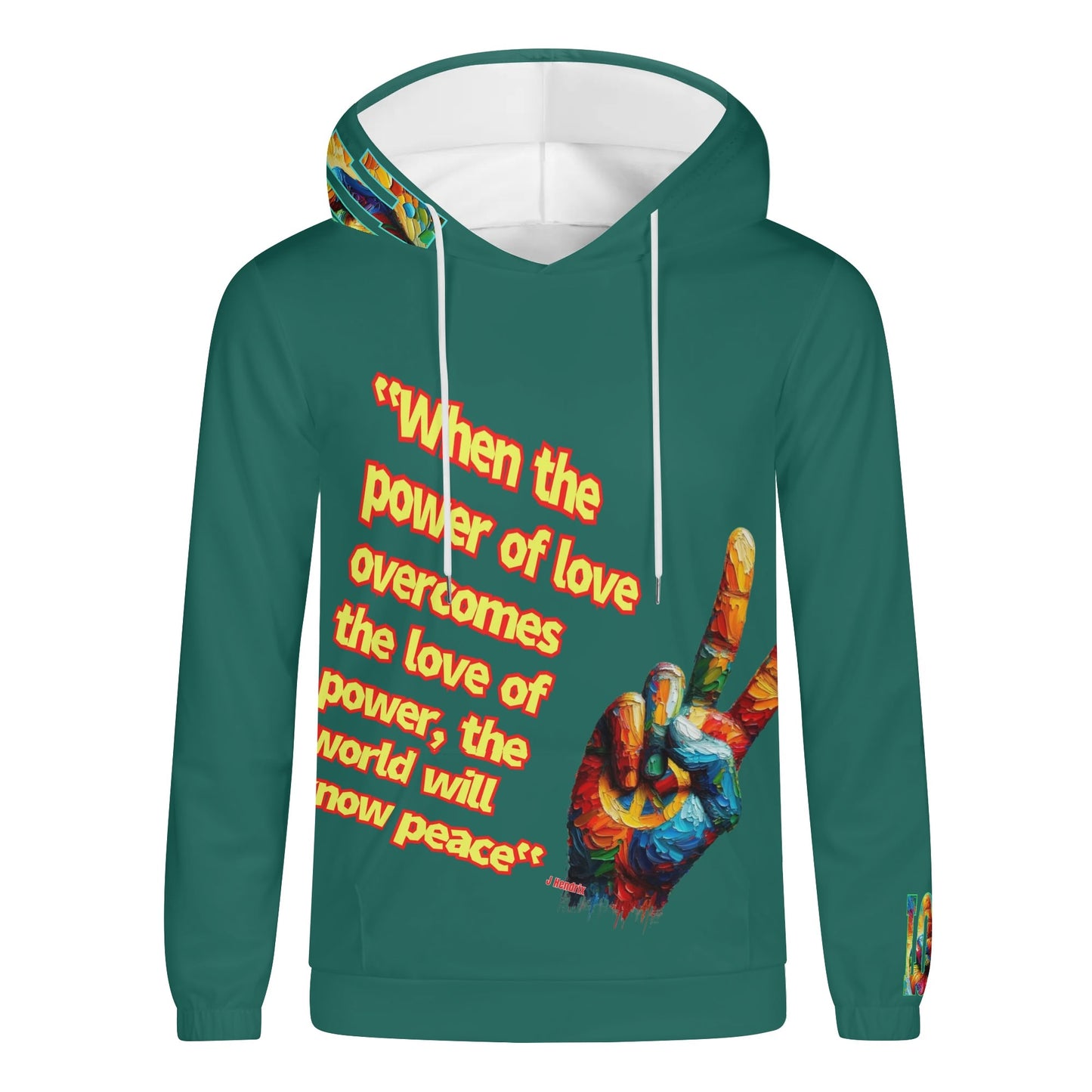 Mens Lightweight All Over Print Hoodie "Power of Love & Peace"