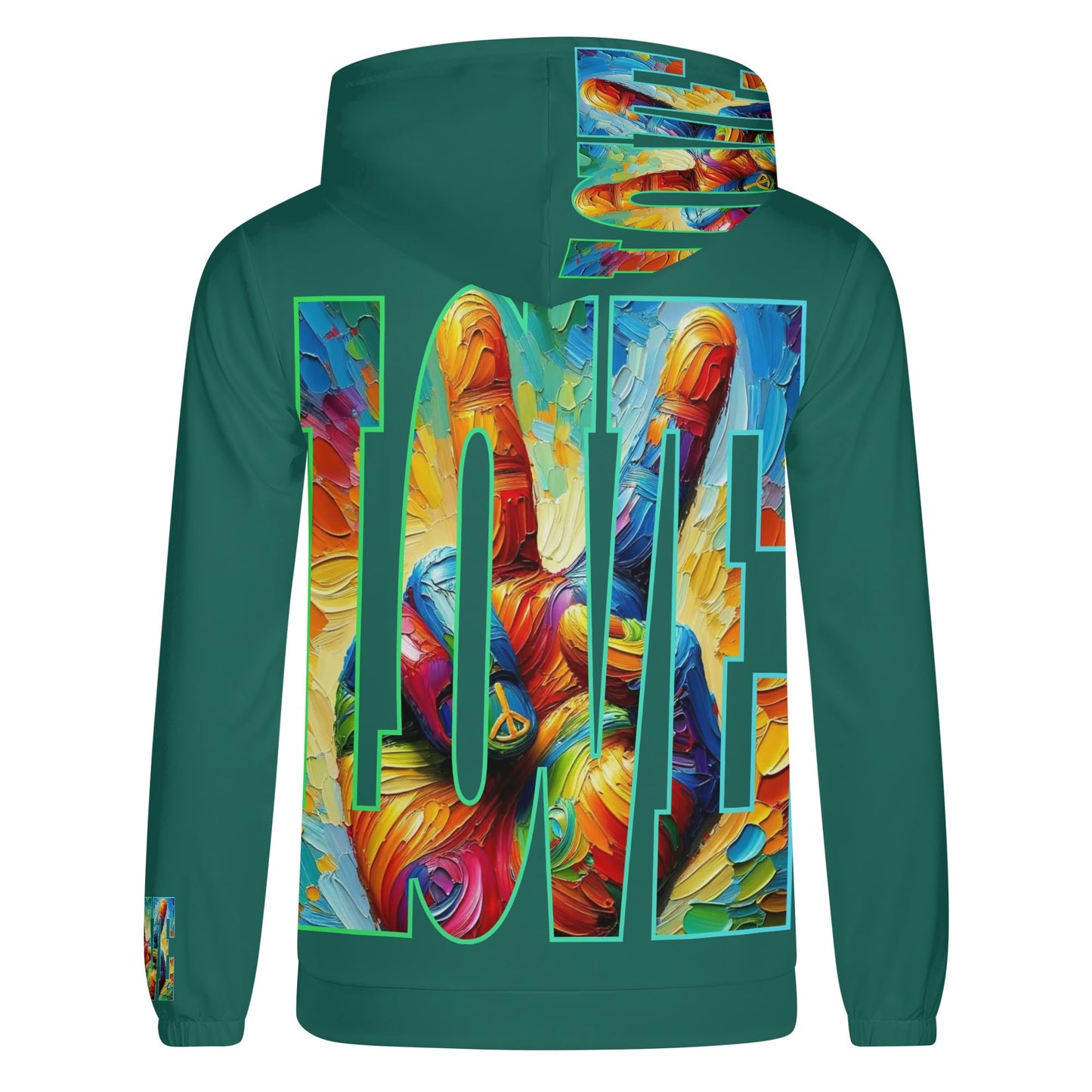 Mens Lightweight All Over Print Hoodie "Power of Love & Peace"