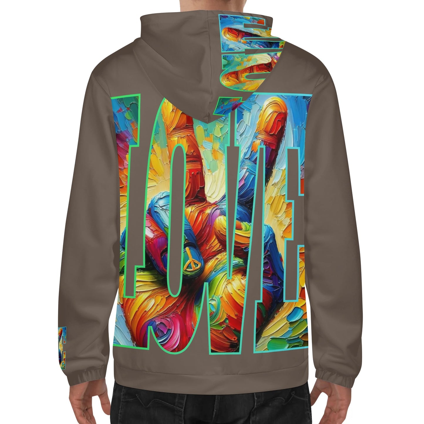 Mens Lightweight All Over Print Hoodie "Power of Love & Peace"