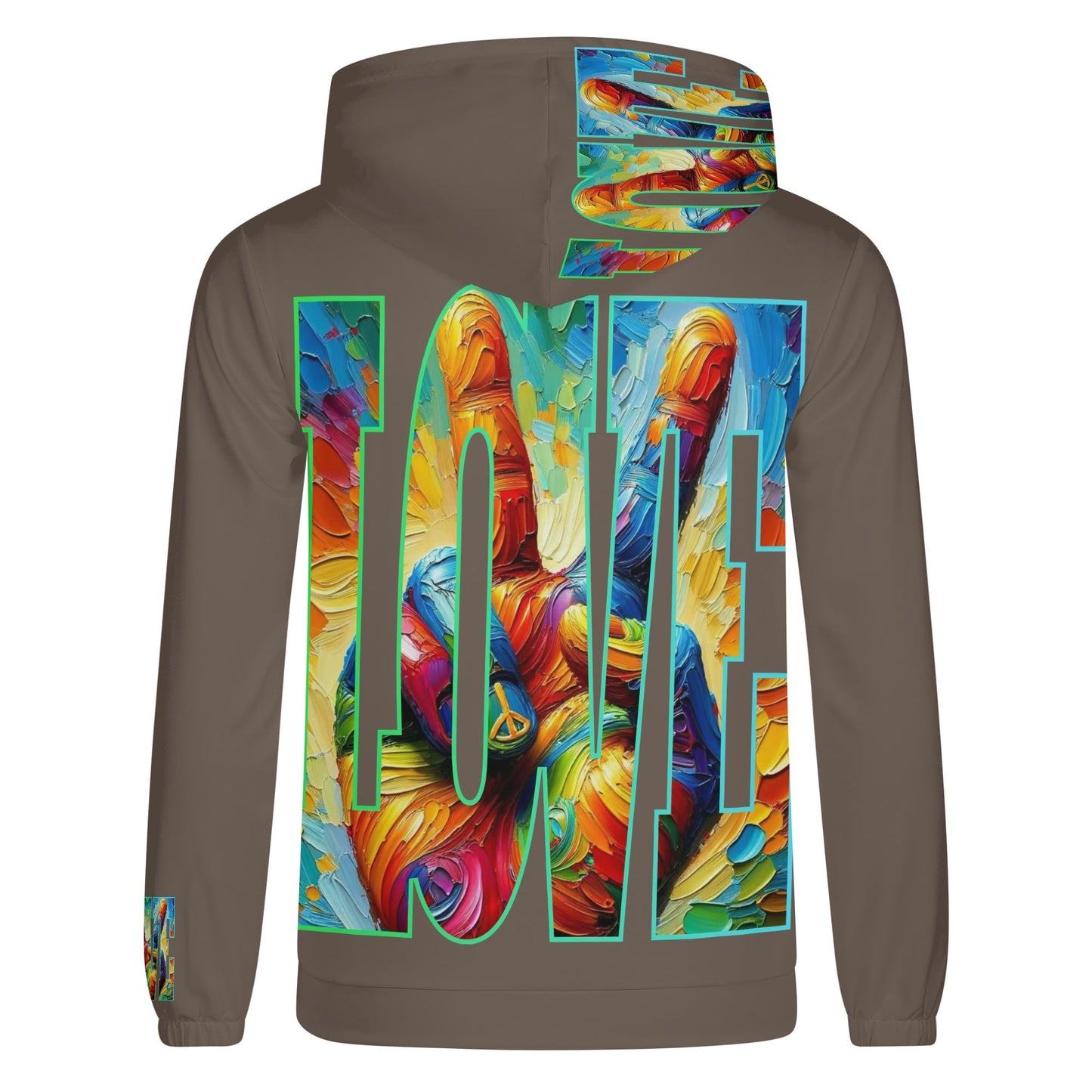 Mens Lightweight All Over Print Hoodie "Power of Love & Peace"