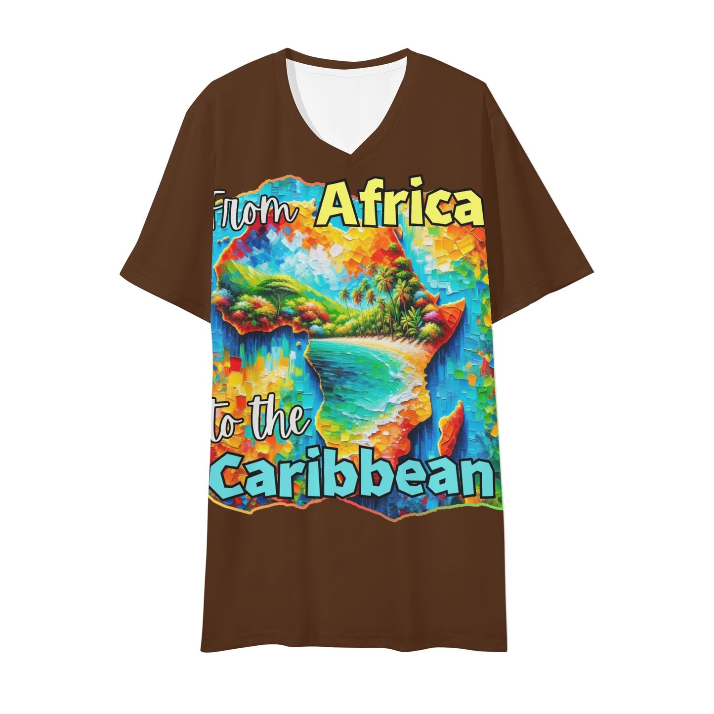 Mens Short Sleeve Soft Feel V-Neck "From Africa to the Caribbean"