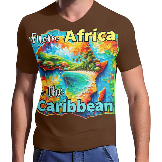 Mens Short Sleeve Soft Feel V-Neck "From Africa to the Caribbean"